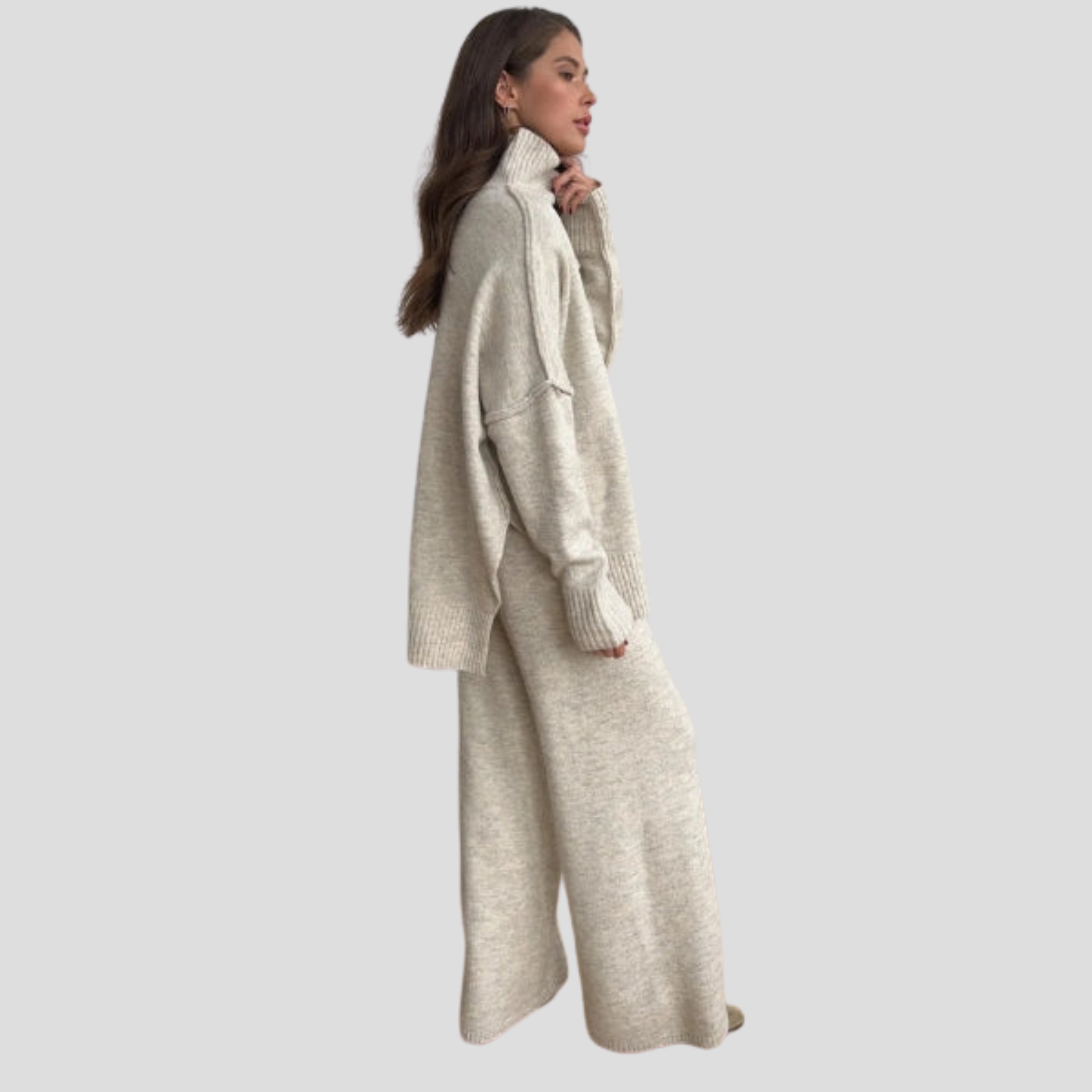 Women Knitwear Set | Coordinated Upper Form & Relaxed Lower Alignment for Daily Wear