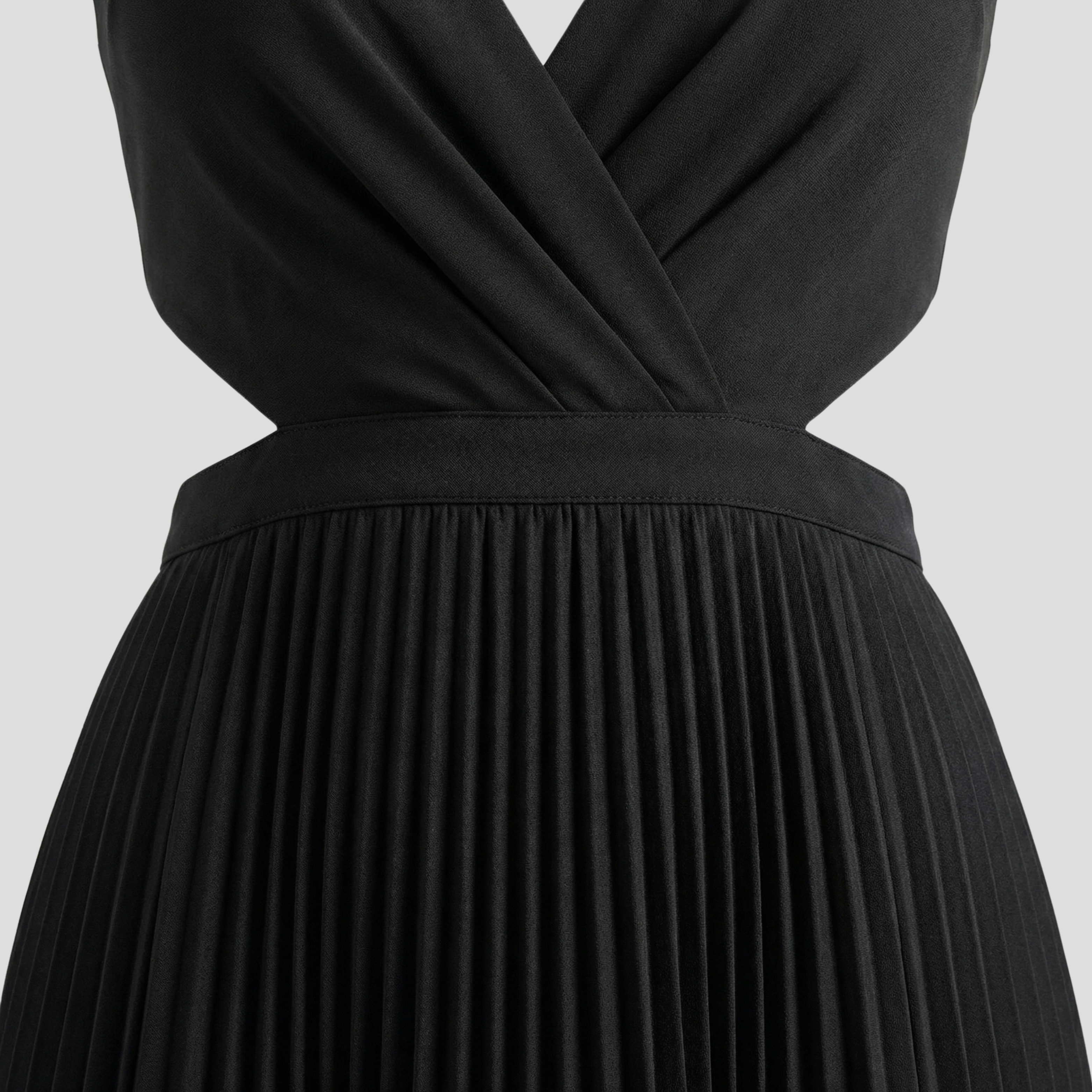 Women Midi Dress | V-Neckline Detail & Vertical Pleated Silhouette for Day Wear