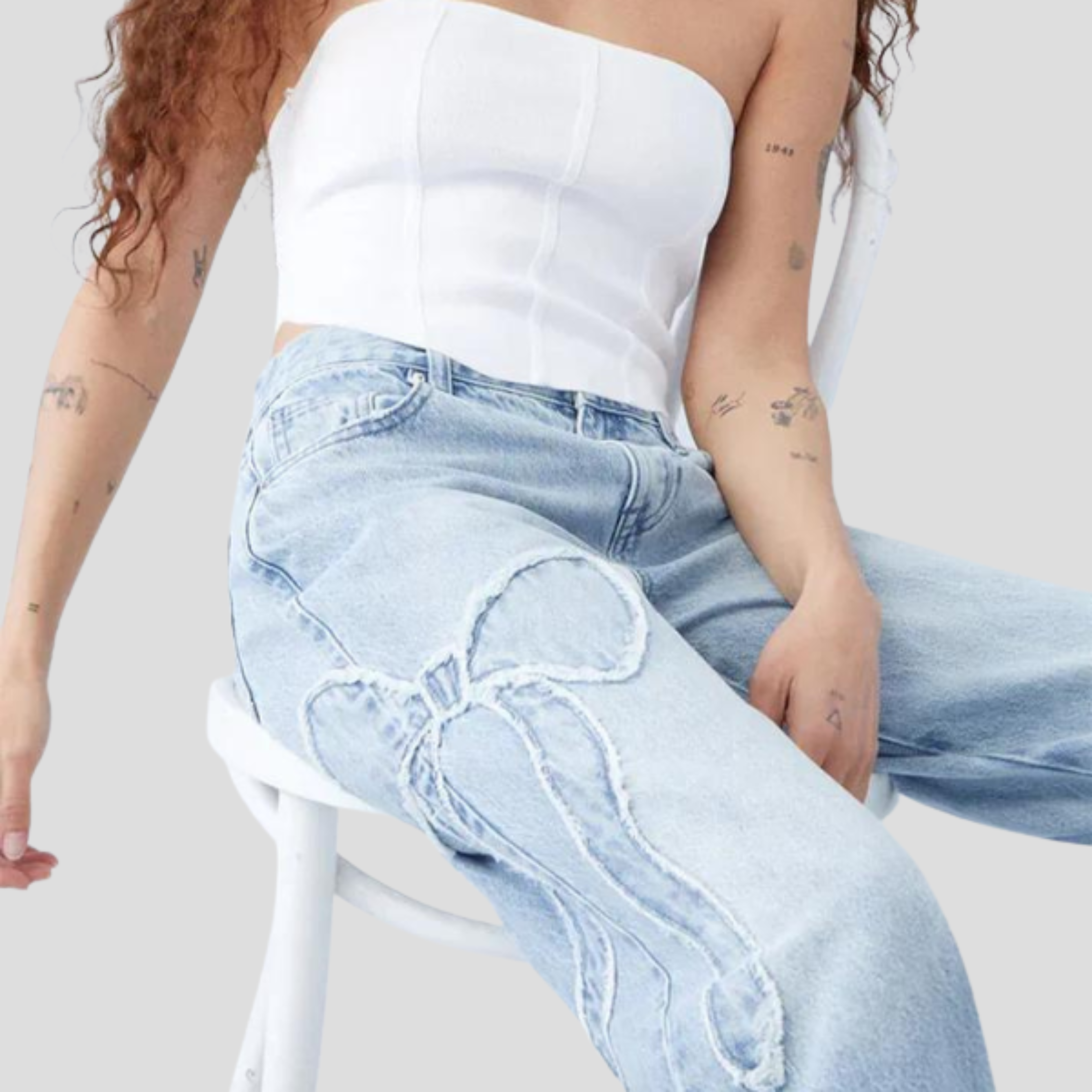 Women Jeans | Relaxed Silhouette & Side Bow Detail for Daily and Urban Wear
