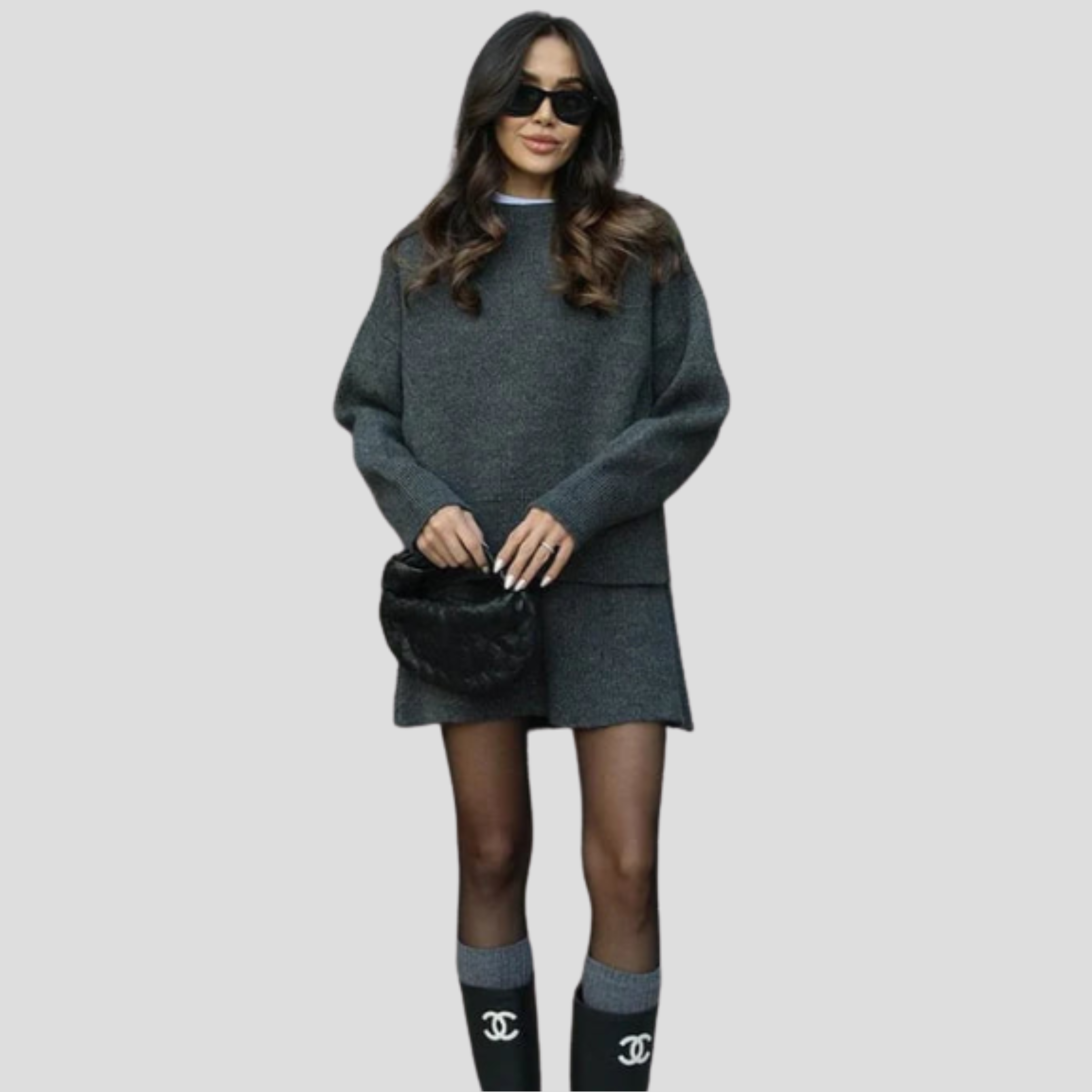 Women Knit Set | Crew Neck Upper Form & Streamlined Skirt Alignment for Daily Wear