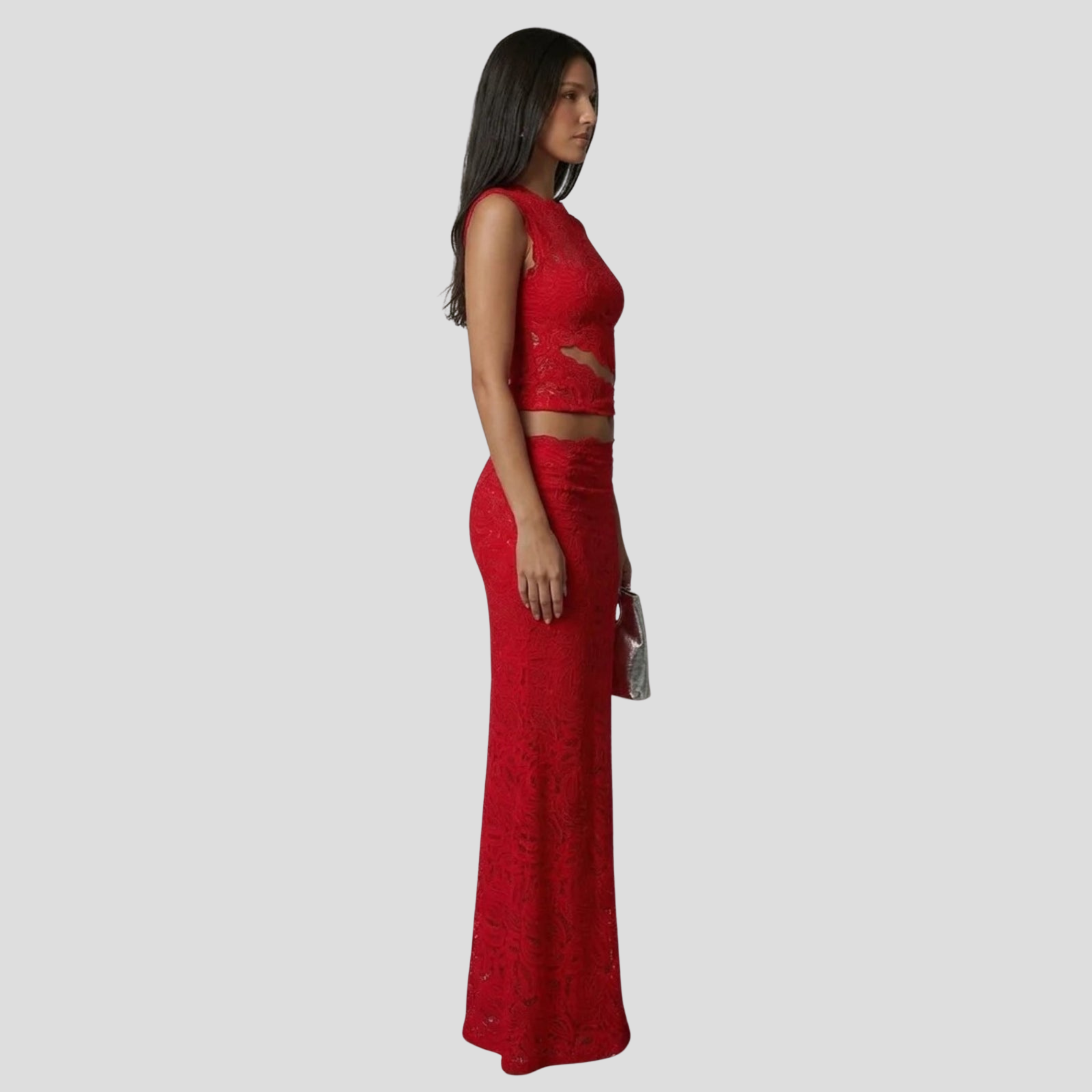 Women Maxi Set | Sleeveless Cropped Upper & High-Waist Skirt Alignment for Occasion Wear