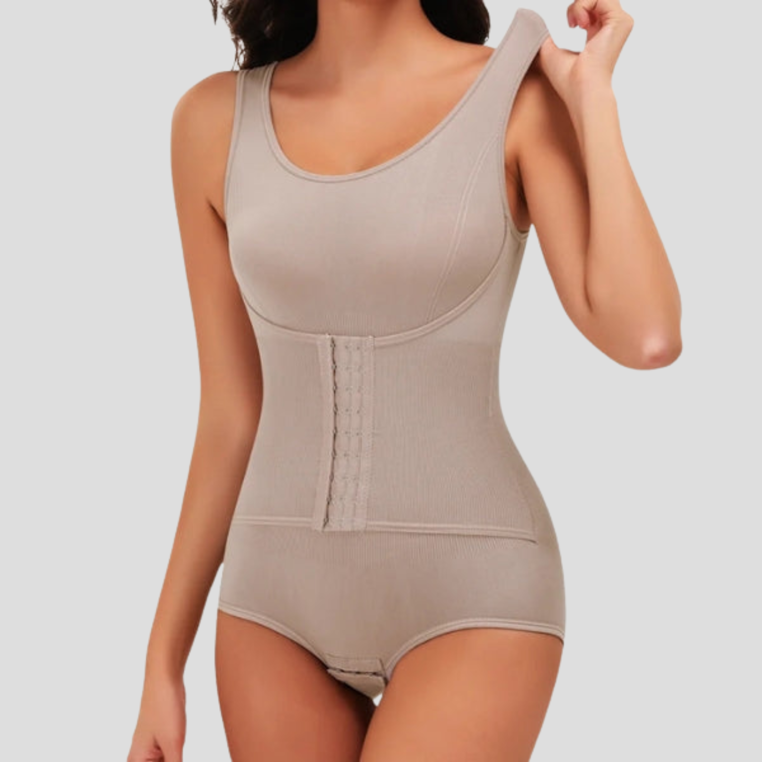 Women Sleeveless Bodysuit | Hook-Front Closure & Ribbed Structured Silhouette for Layering