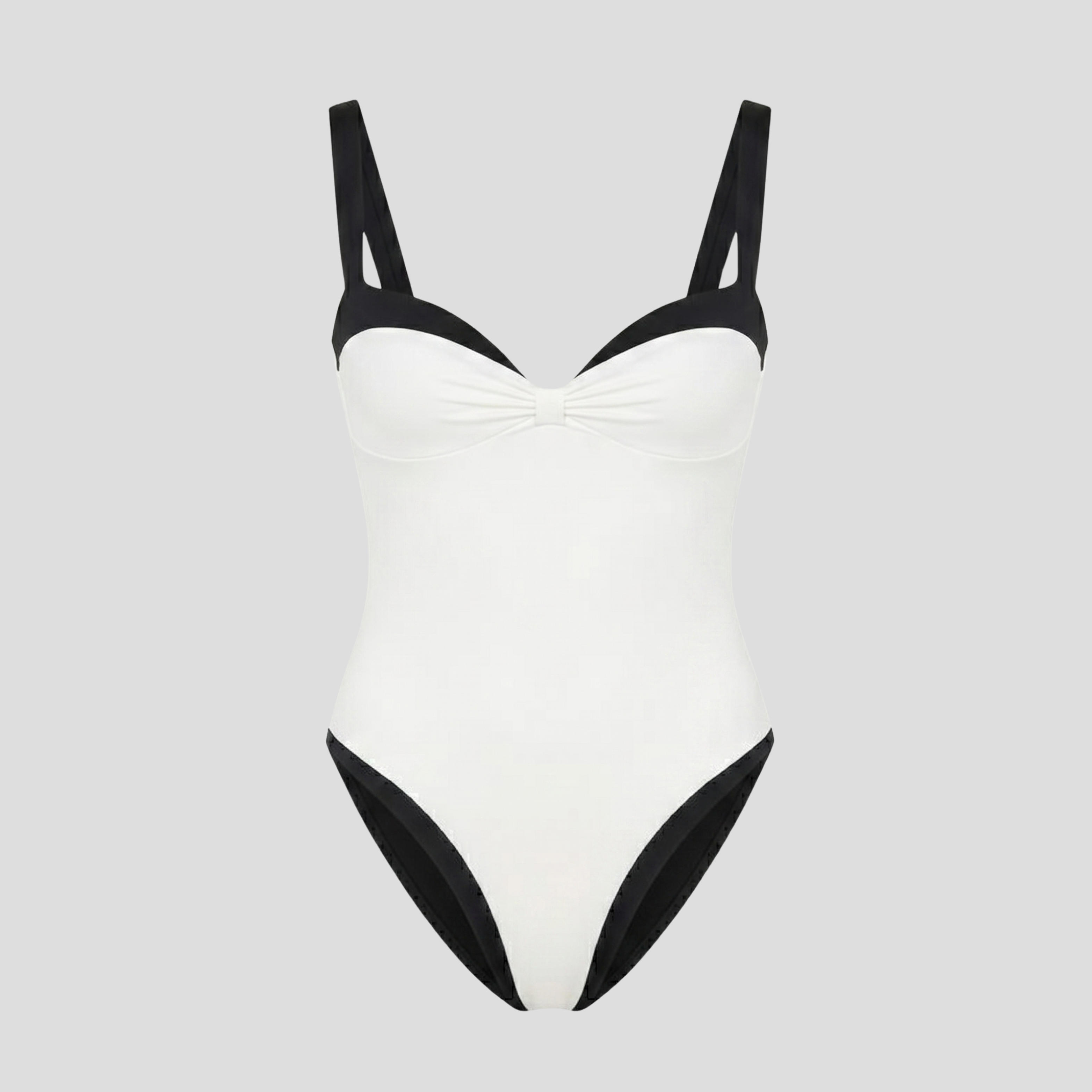 Women One-Piece Swimsuit | Sweetheart Neckline Form & Contrast Trim Alignment for Swimwear