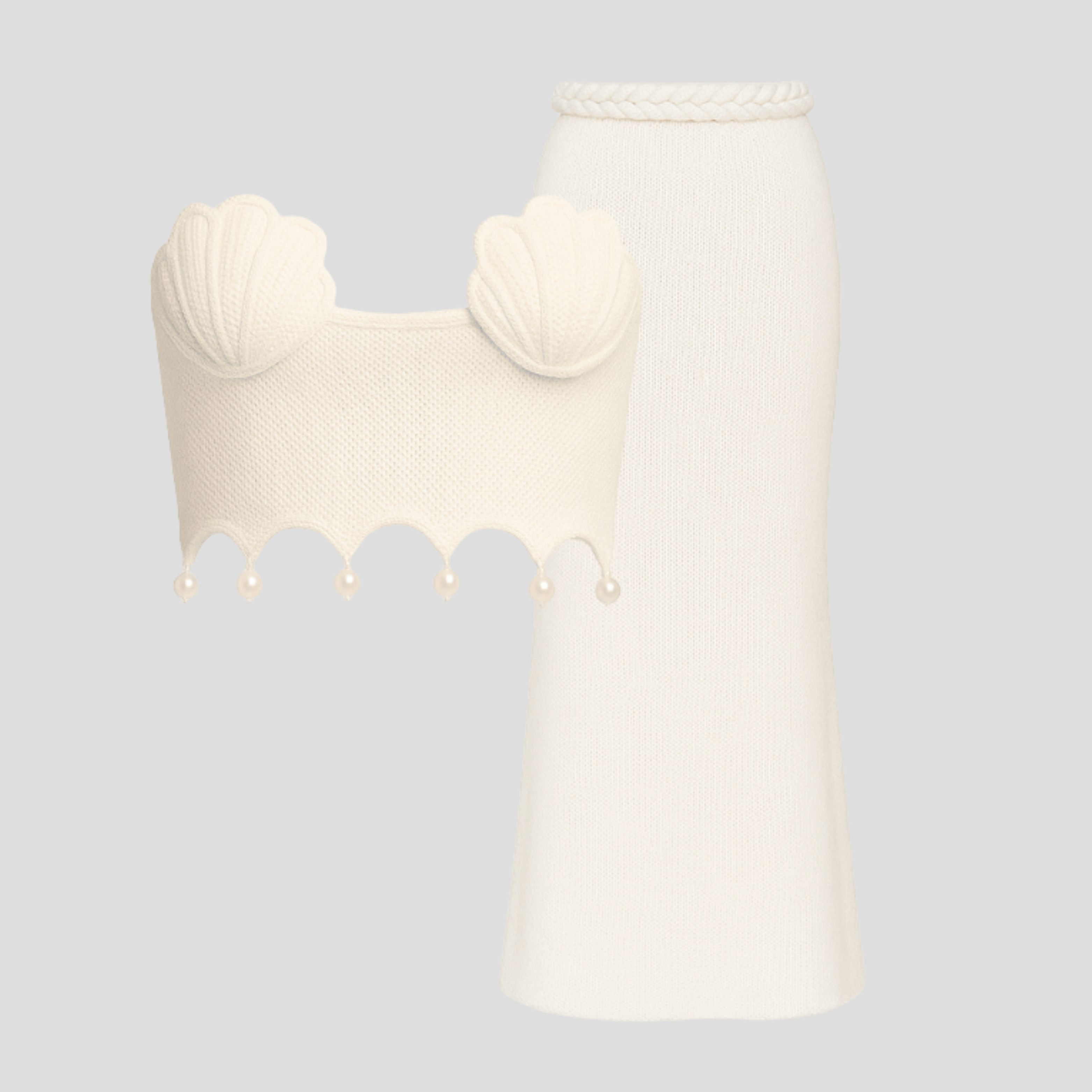 Women Two-Piece Set | Shell-Inspired Upper Form & Full-Length Skirt Alignment for Occasion Wear
