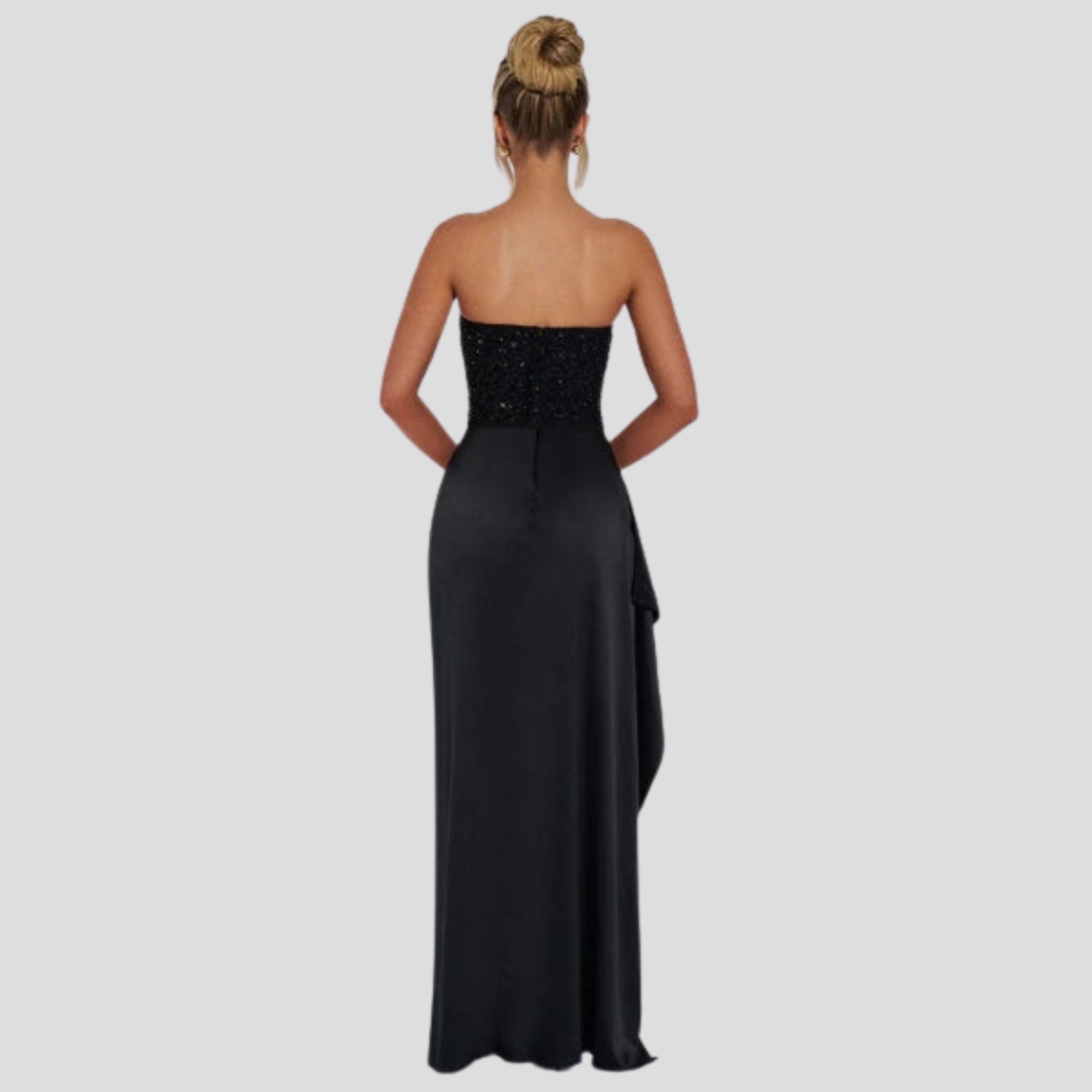 Women Maxi Dress | Beaded Bodice Detail & Strapless High-Slit Silhouette for Evening Wear