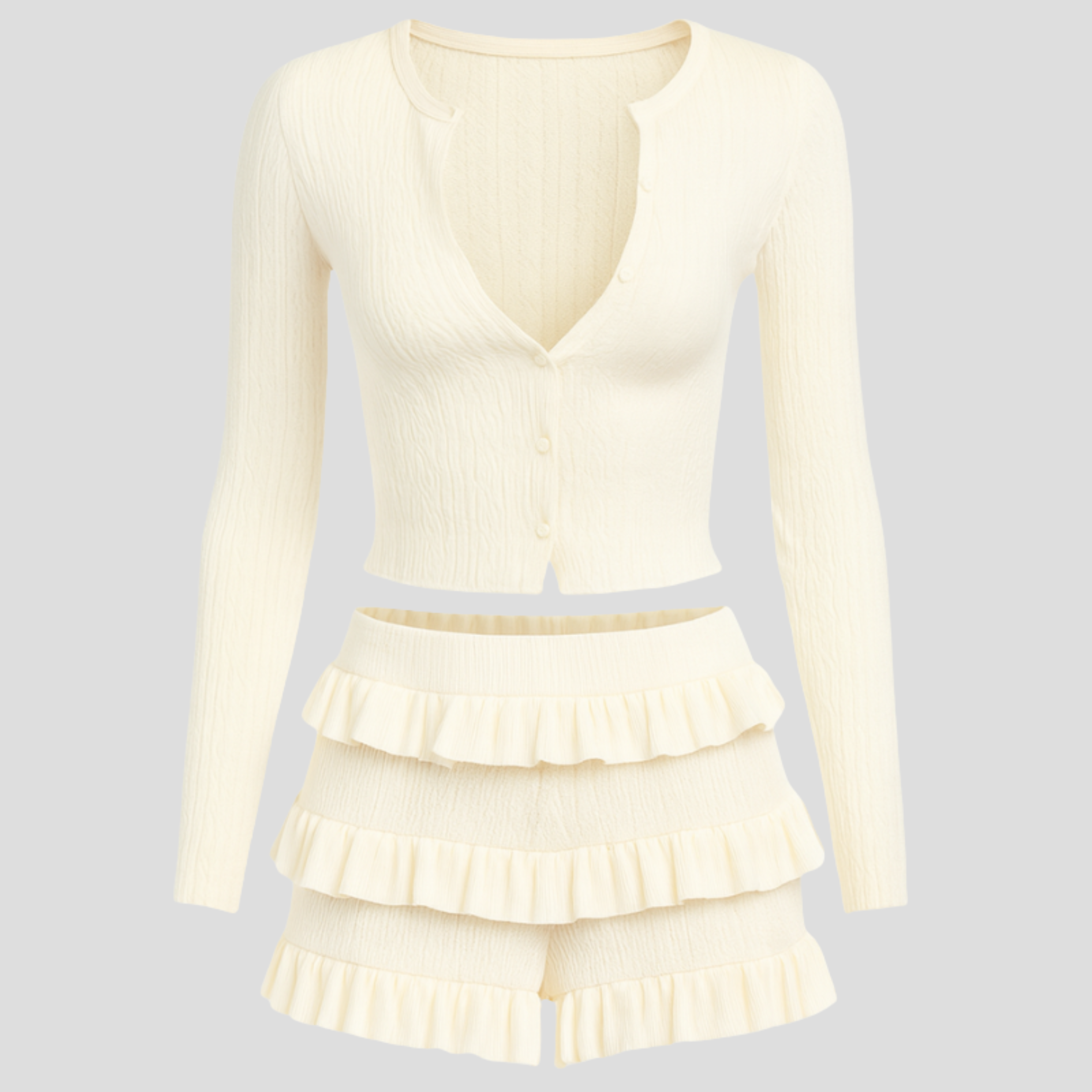 Women Two-Piece Set | Textured Surface & Coordinated Skirt Alignment for Seasonal Wear