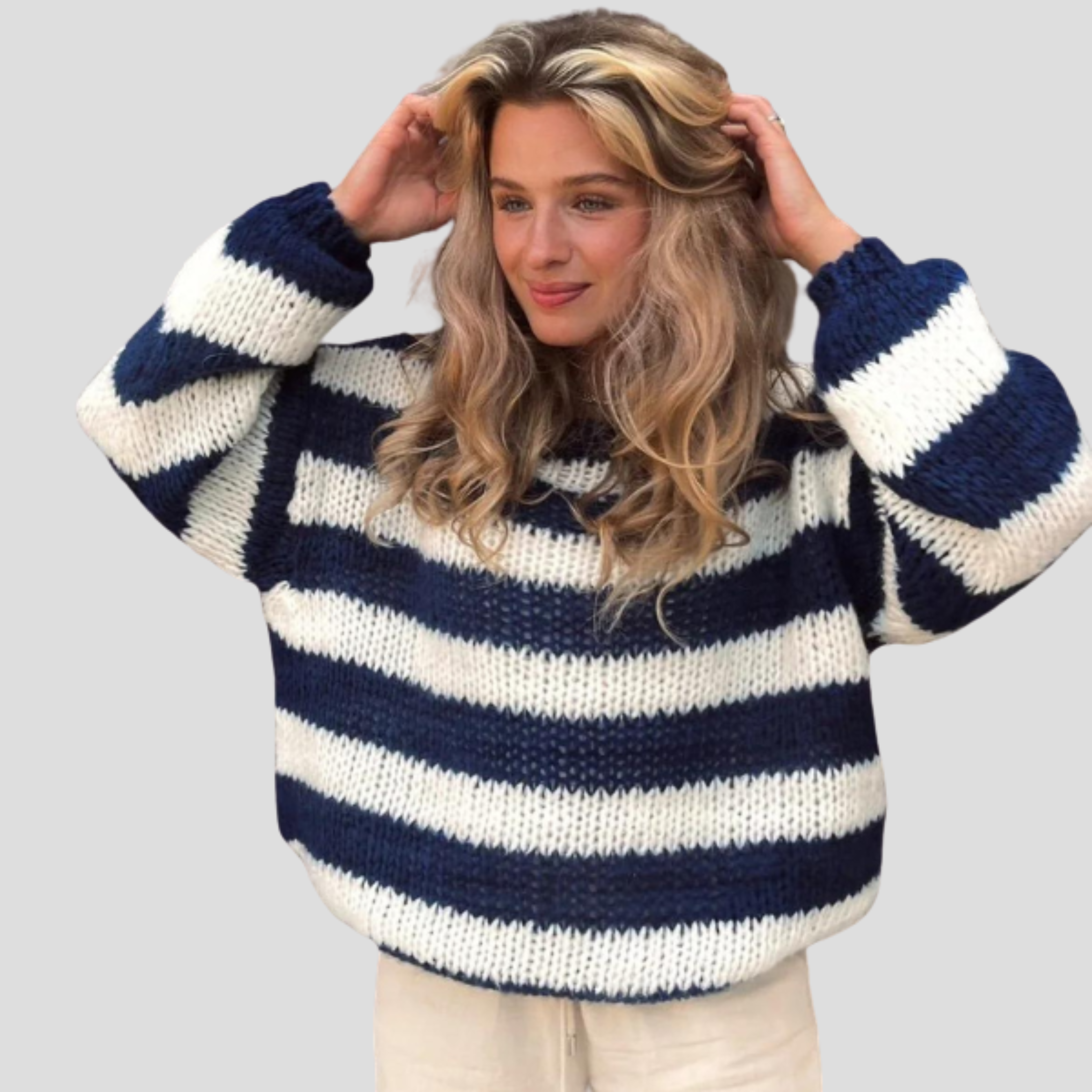 Women Sweater | Striped Surface Design & Straight Silhouette for Daily Wear