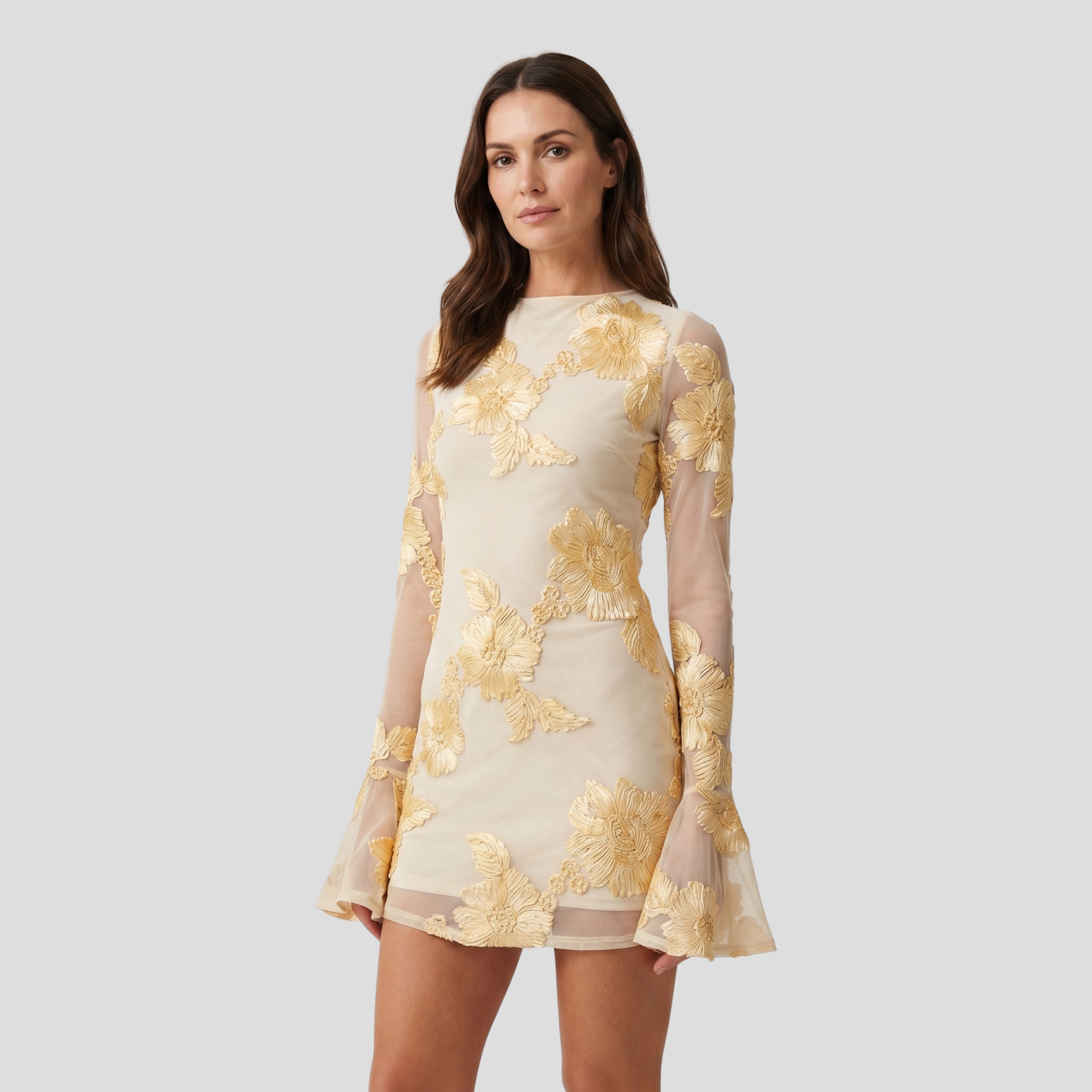 Women Mini Dress | Floral Pattern Form & Backless Alignment for Occasion Wear