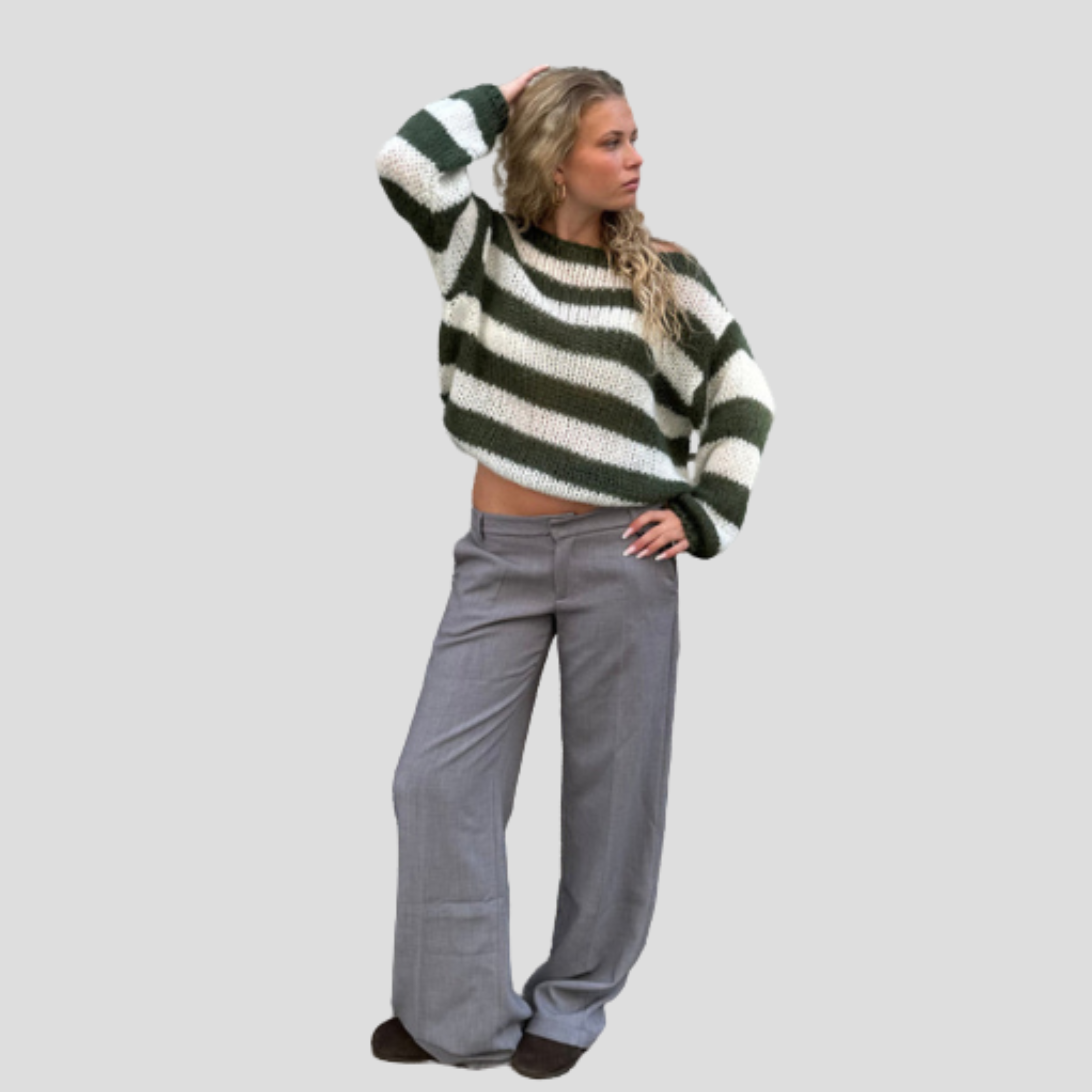 Women Sweater | Striped Surface Design & Straight Silhouette for Daily Wear
