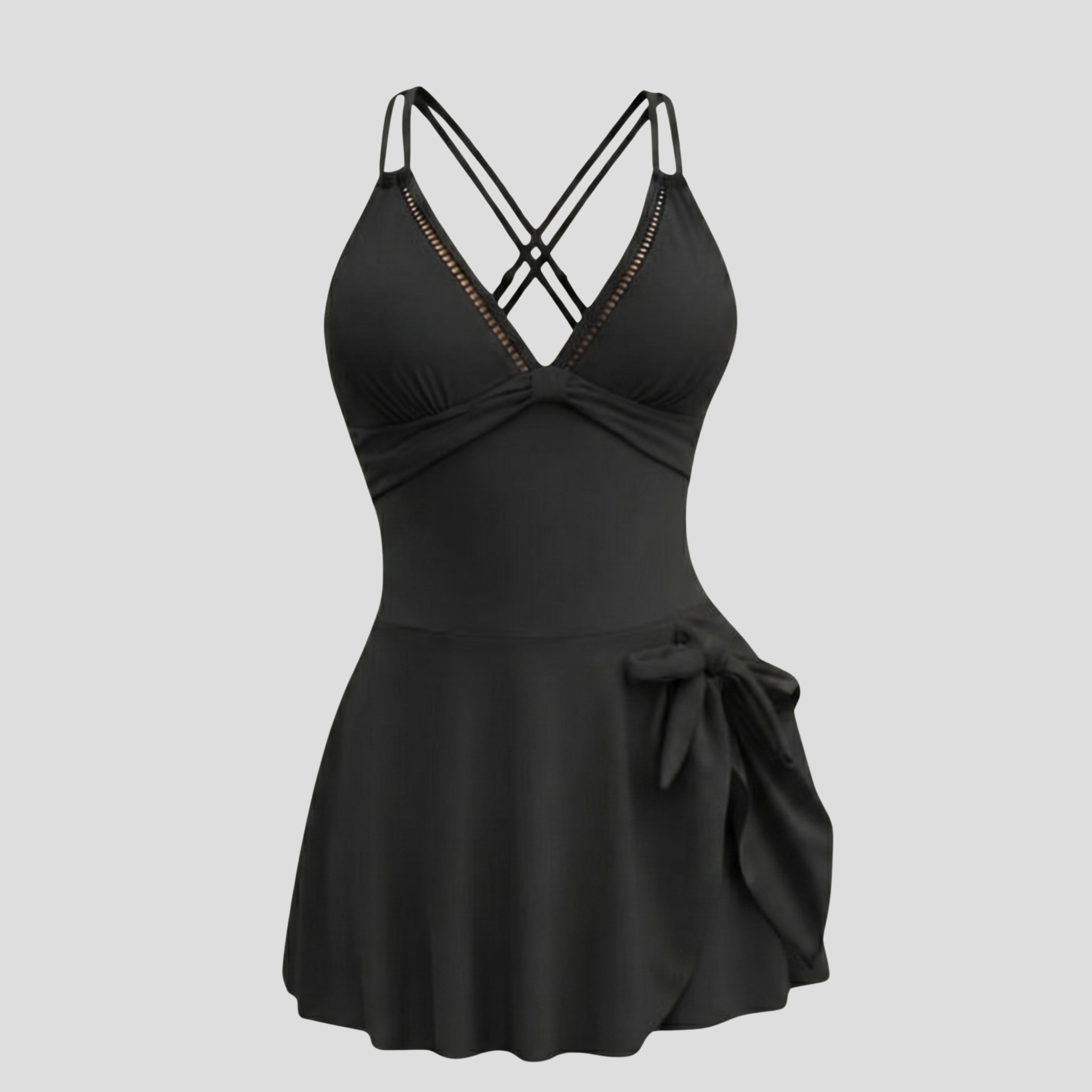 Women Swim Dress | V-Neckline Form & Side-Tie Skirt Alignment for Swimwear