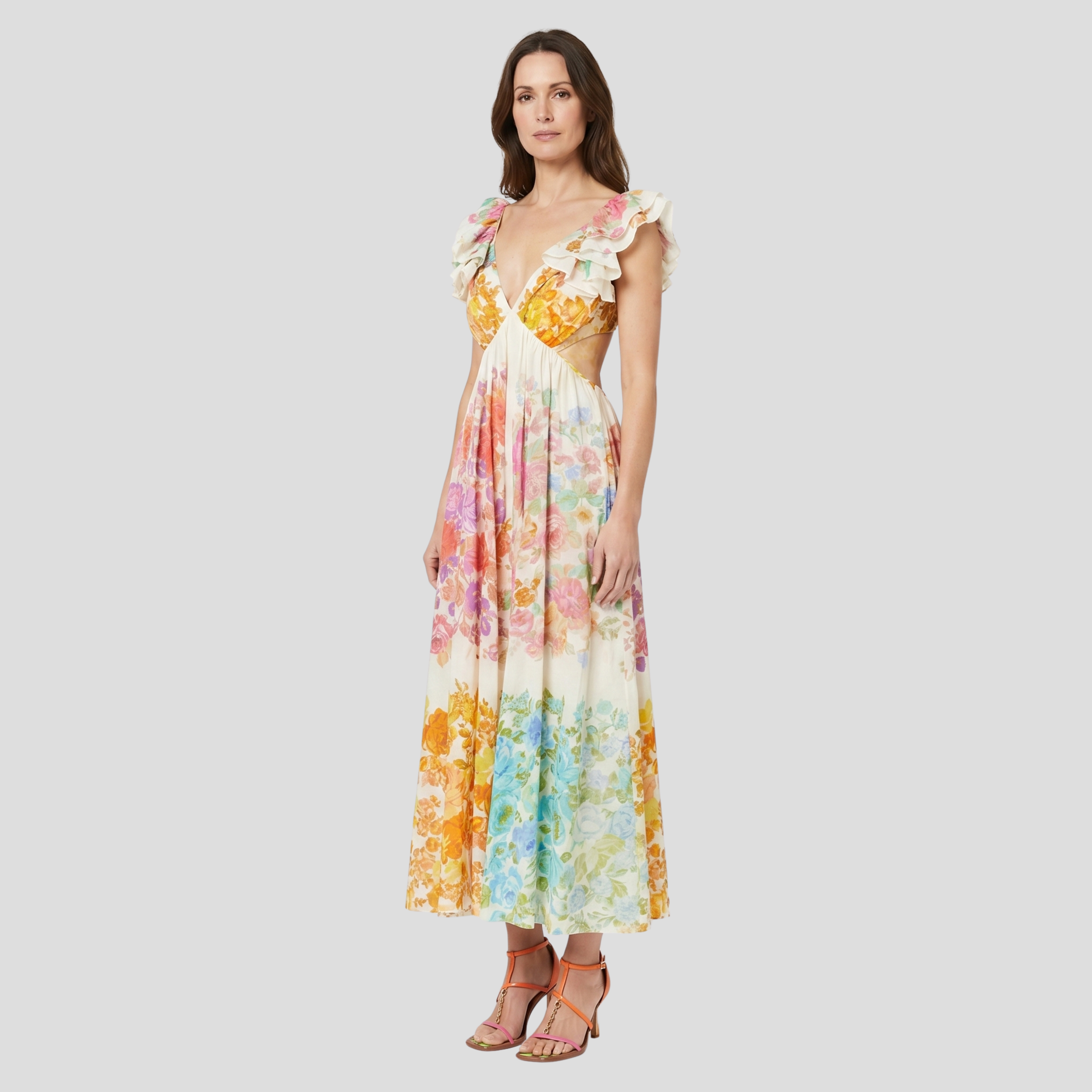 Women Maxi Dress | Floral Pattern Form & Elongated Outline Alignment for Occasion Wear