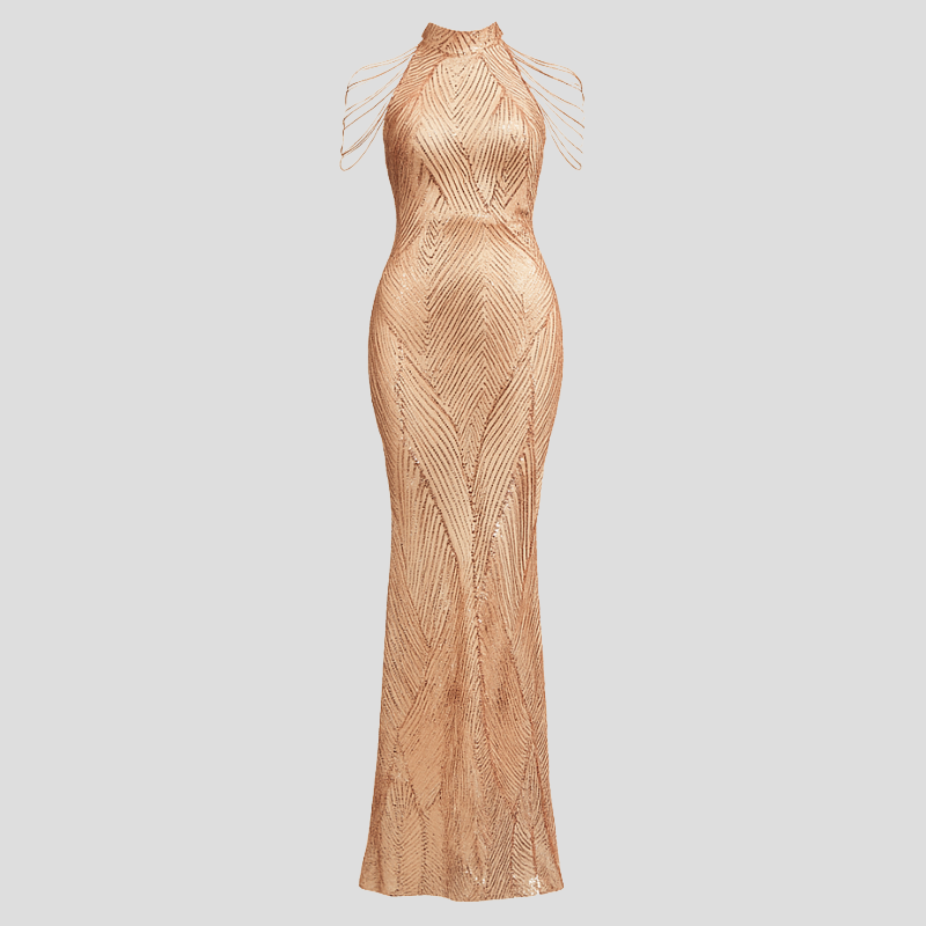 Women Evening Dress | Halter Neckline Detail & Fitted Sequin Silhouette for Formal Wear