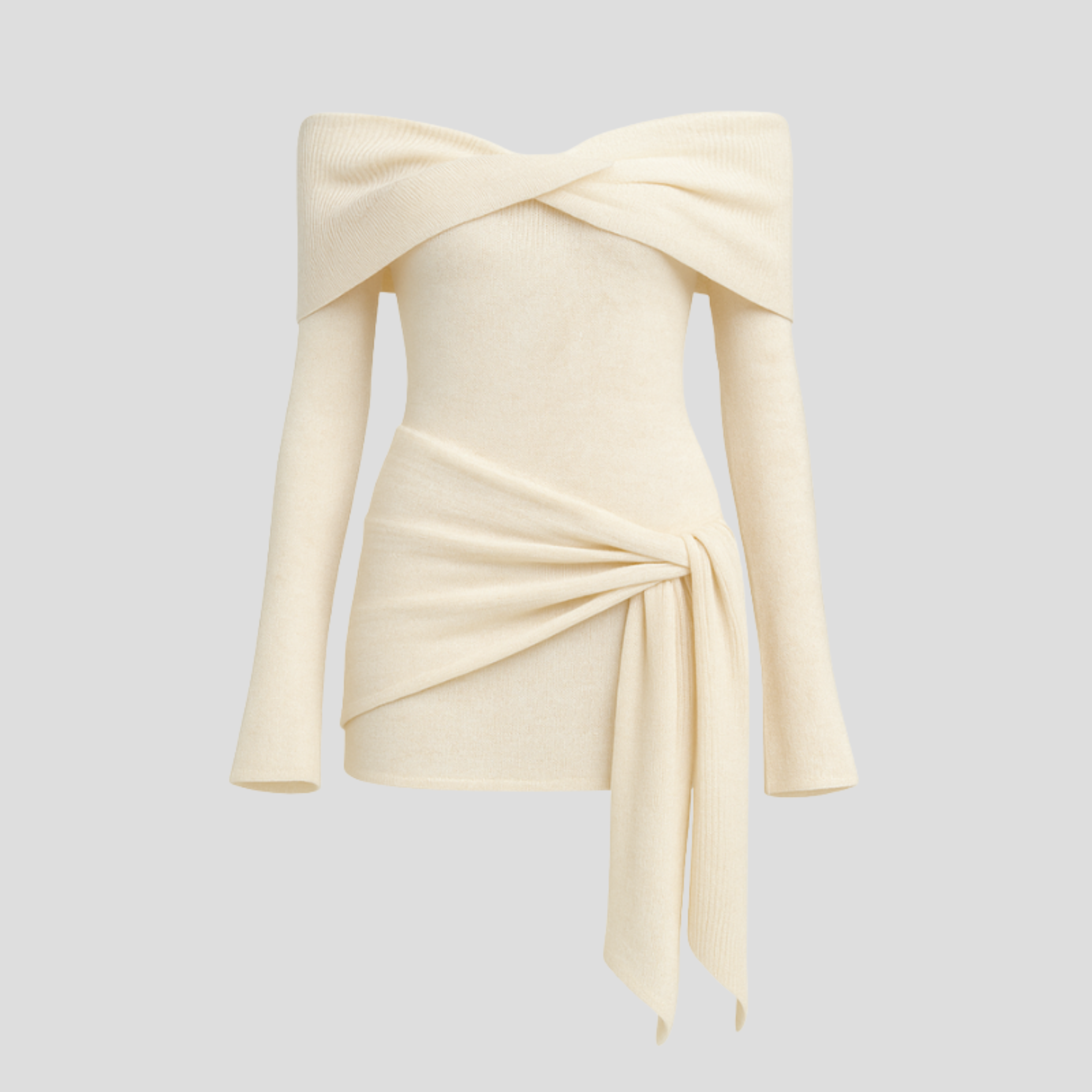 Women Mini Dress | Off-Shoulder Drape & Side-Tie Silhouette for Evening Wear