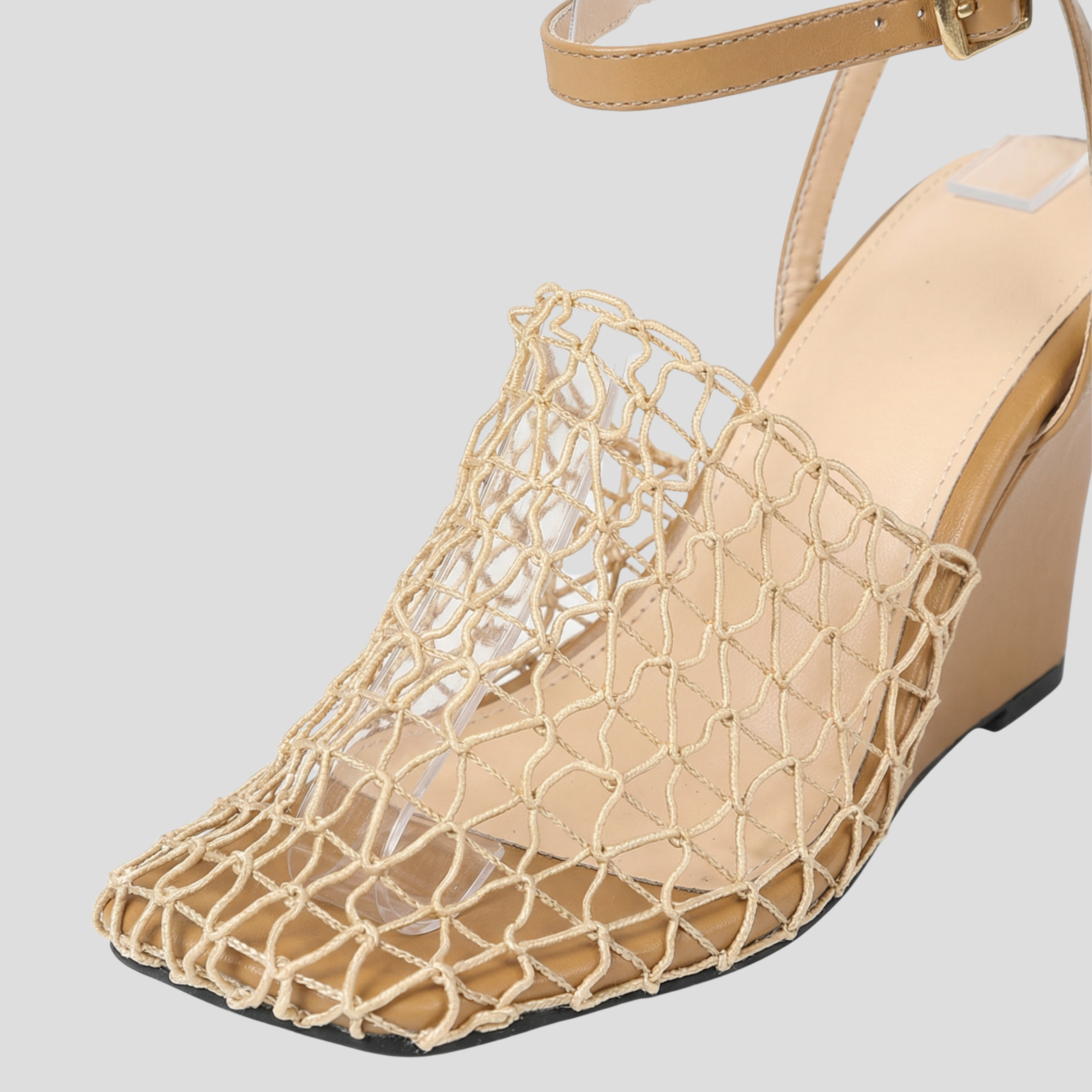 Women Sandals | Square Toe Shape & Net-Detail Wedge Silhouette for Summer Wear
