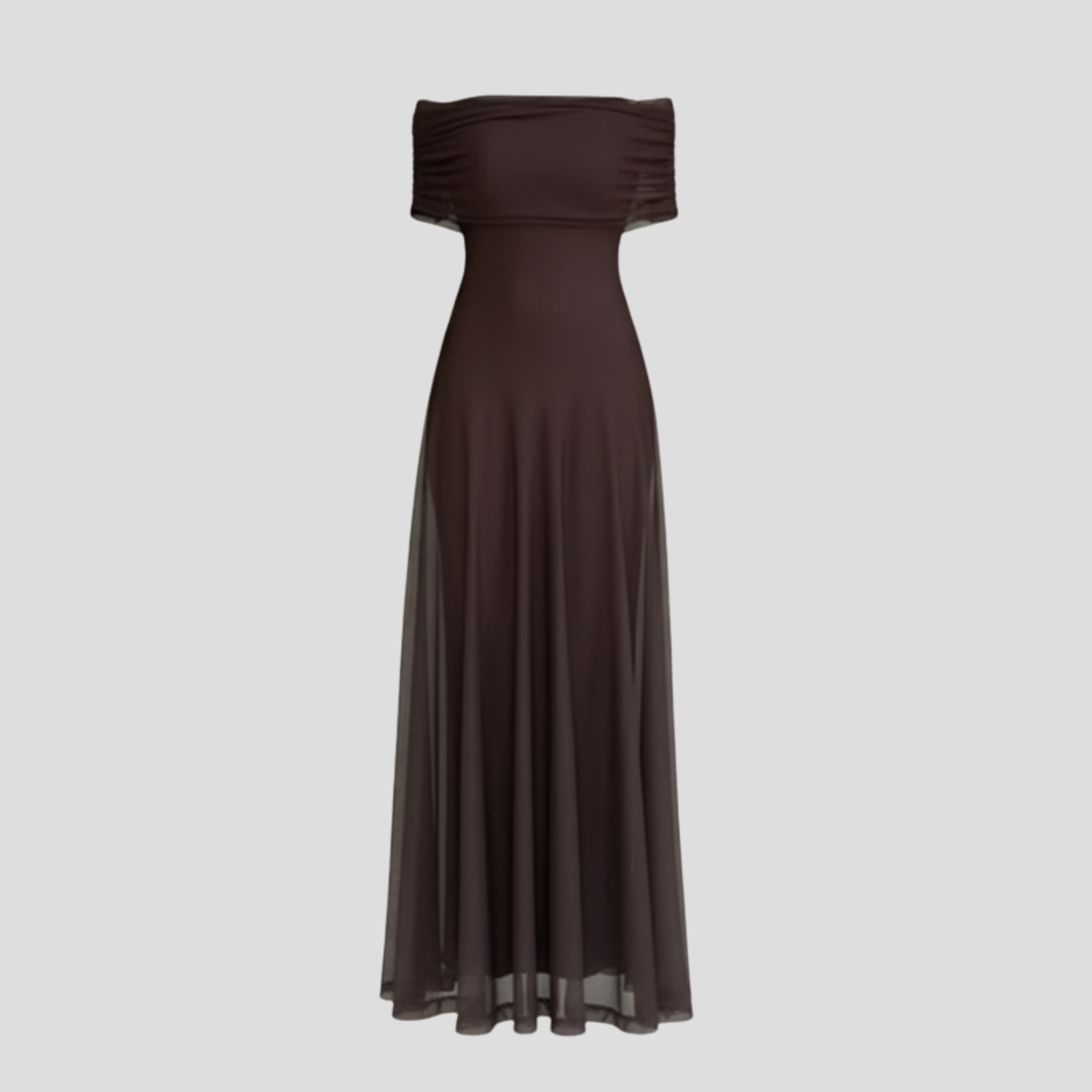 Women Maxi Dress | Off-Shoulder Neckline & Sheer Overlay Silhouette for Evening Wear