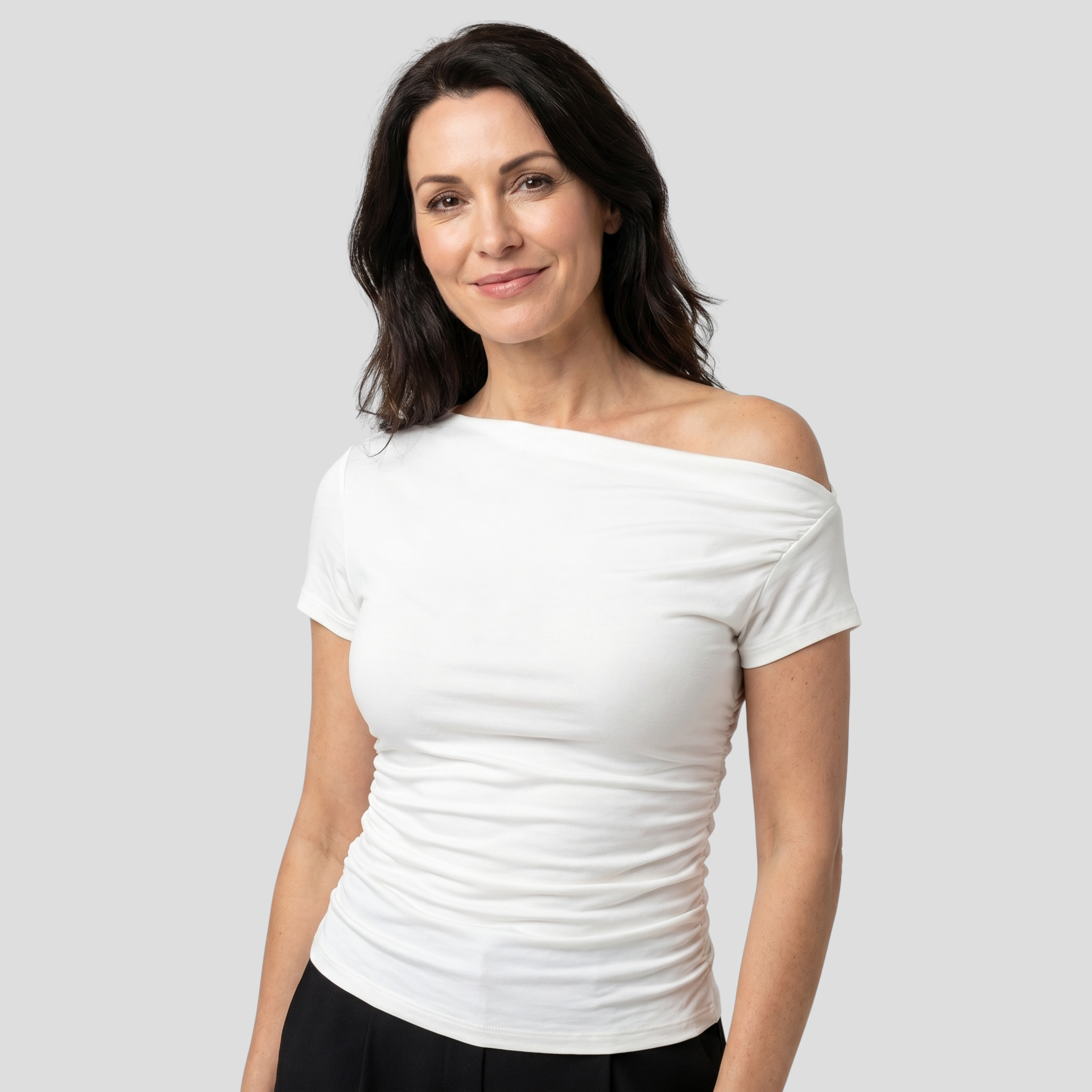 Women One-Shoulder Top | Asymmetric Upper Form & Ruched Line Definition for Daily Wear
