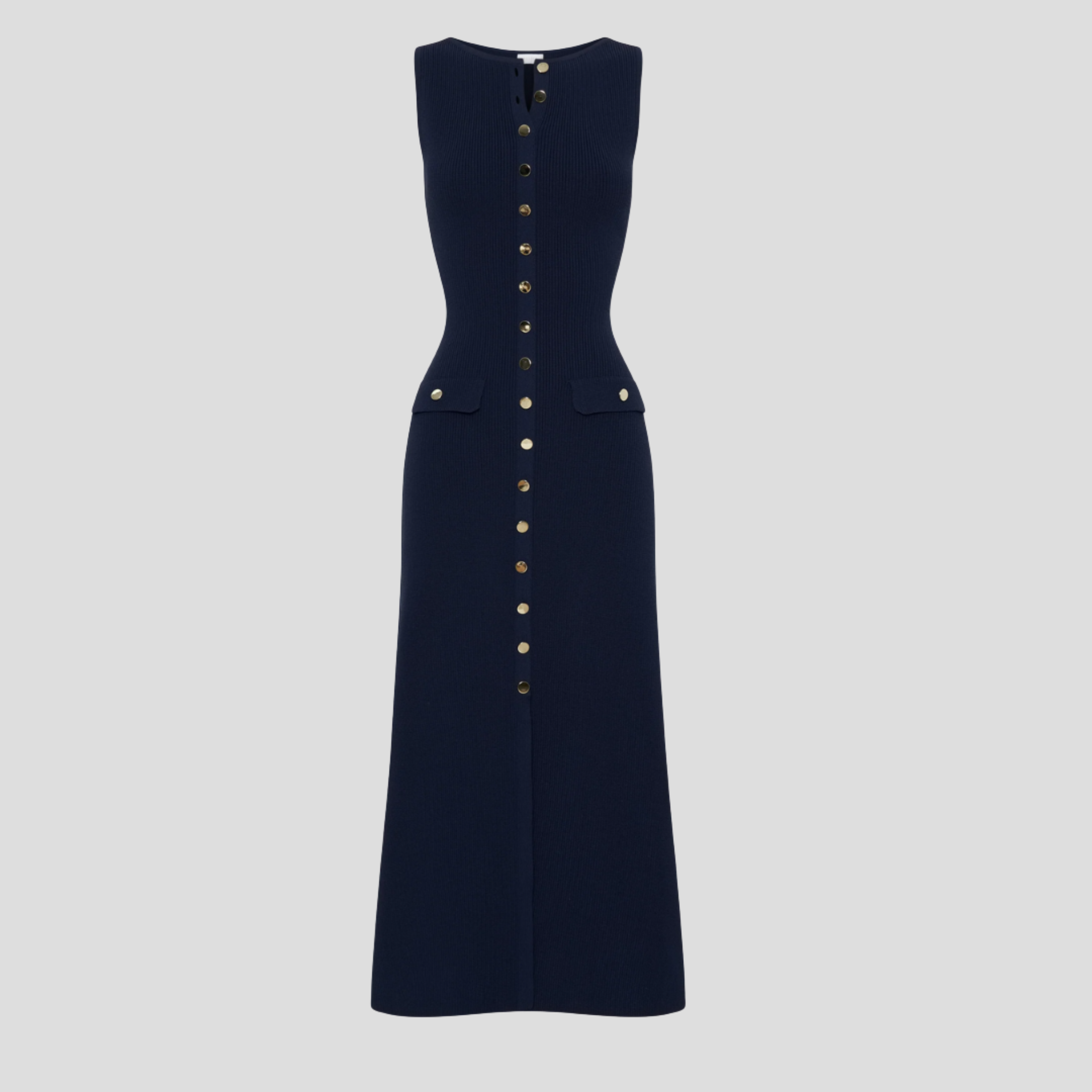 Women Midi Dress | Sleeveless Silhouette & Button-Front Detail for Daily Wear