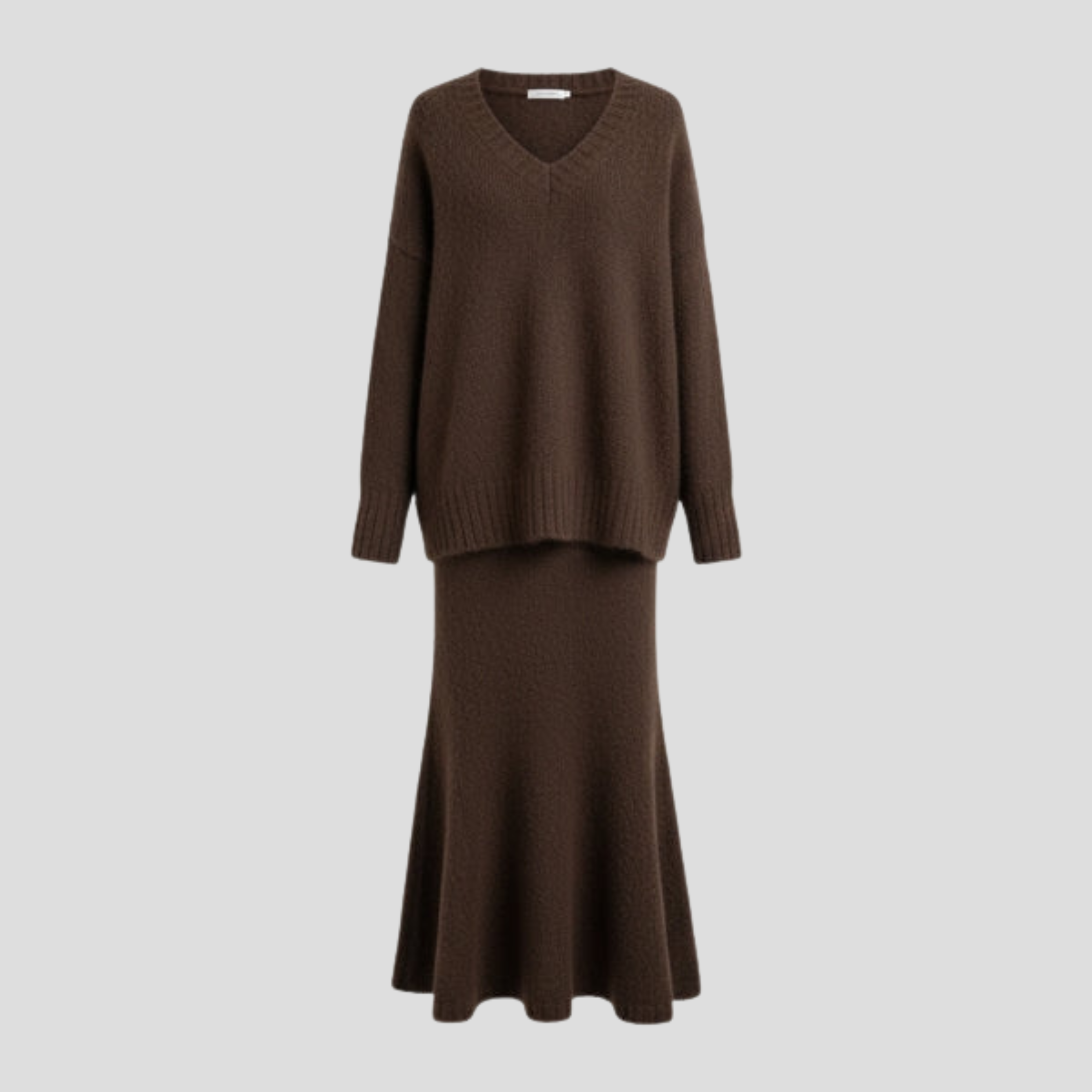 Women Skirt Set | V-Neck Upper Form & Flowing Midi Skirt Alignment for Daily Wear