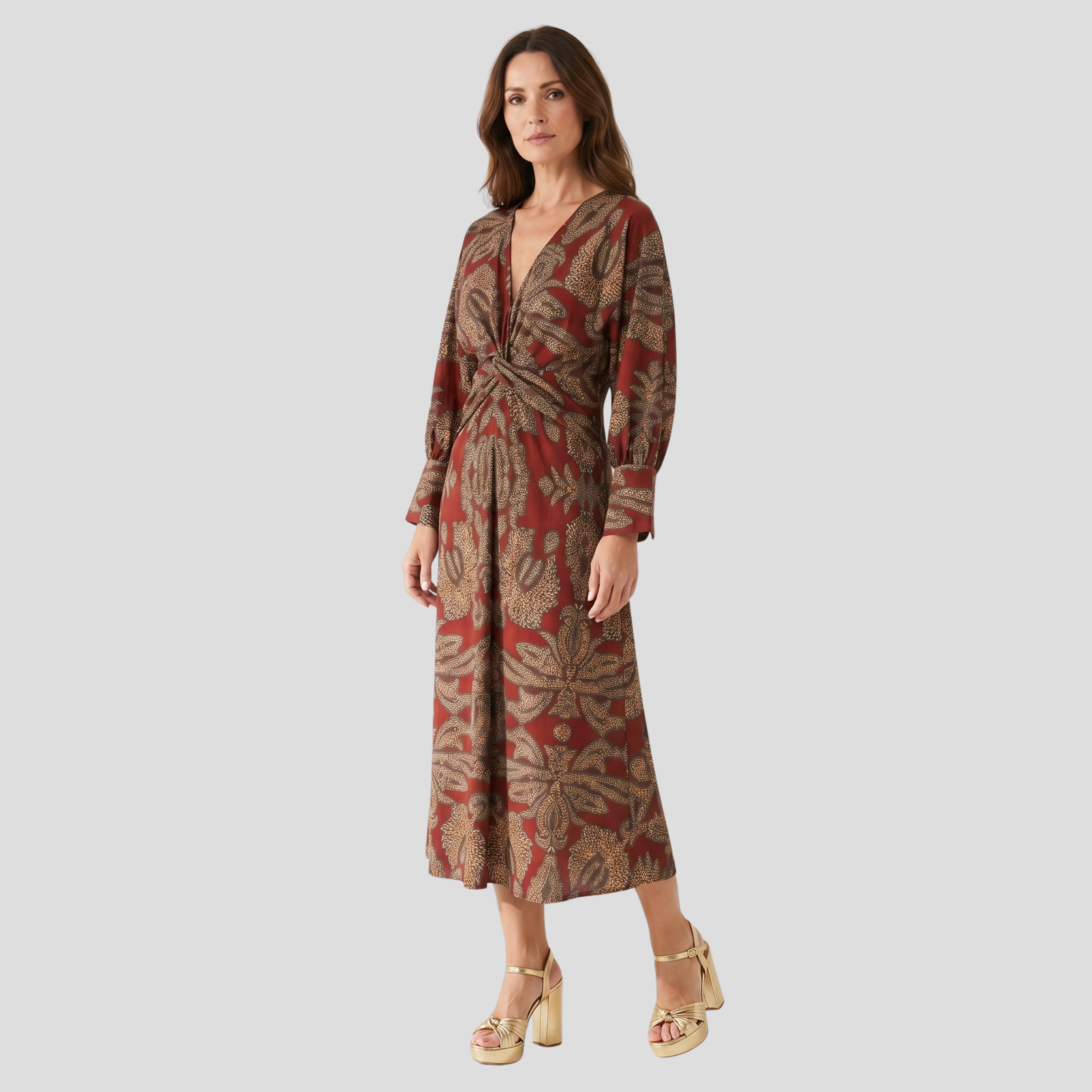Women Midi Dress | Flowing Outline Form & Contoured Line Alignment for Occasion Wear