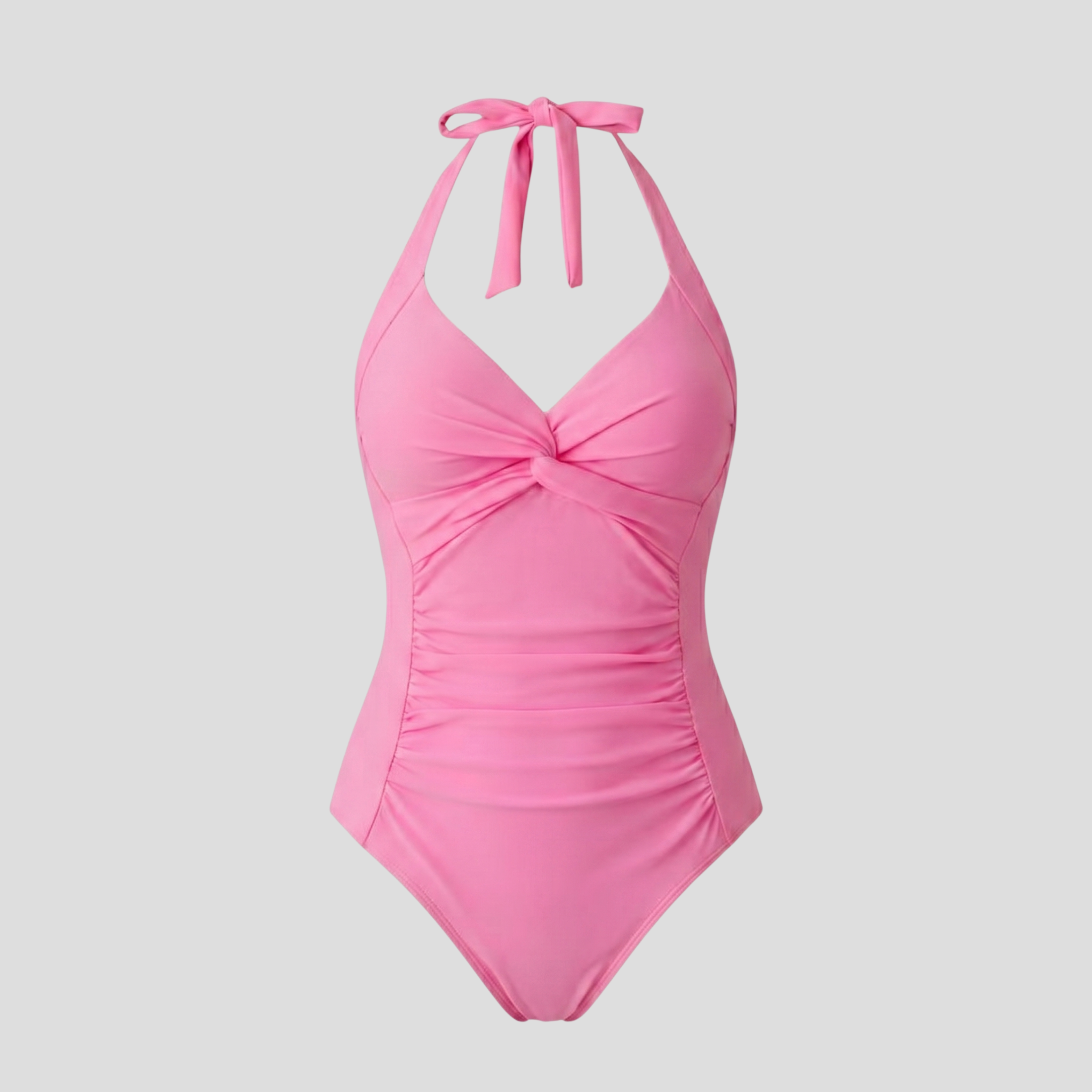 Women One-Piece Swimsuit | Halter Neckline Form & Ruched Line Alignment for Swimwear