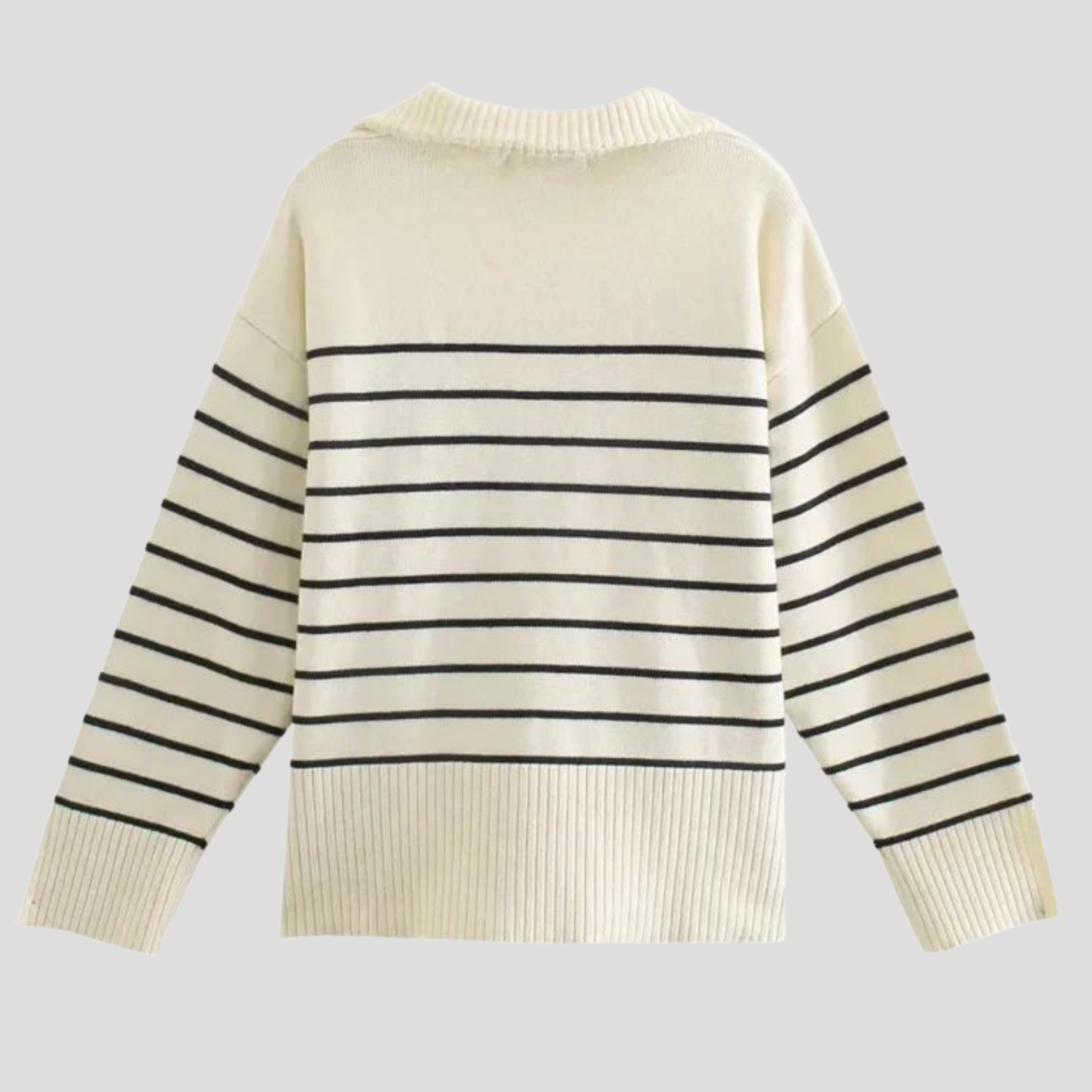 Women Sweater | Half Zip Structure & Clear Stripe Design for Everyday Use