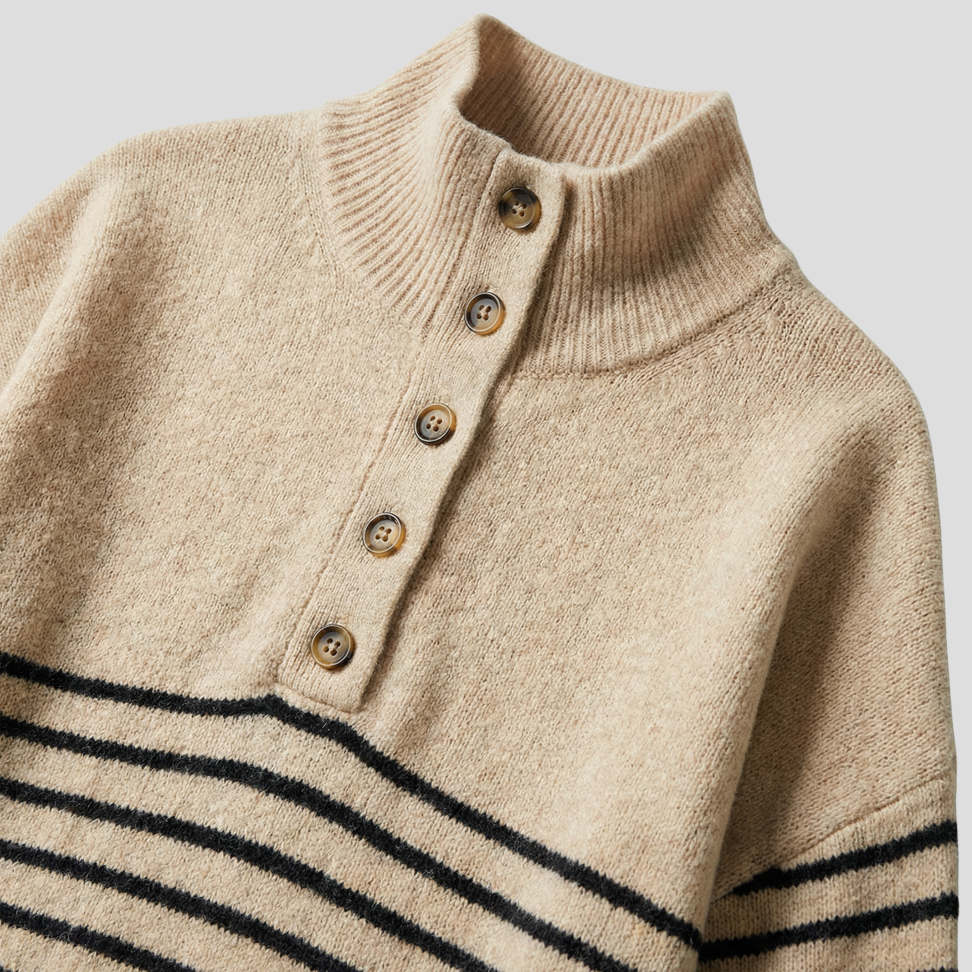 Women Sweater | Button Front Detail & Stand Collar Silhouette for Daily Wear