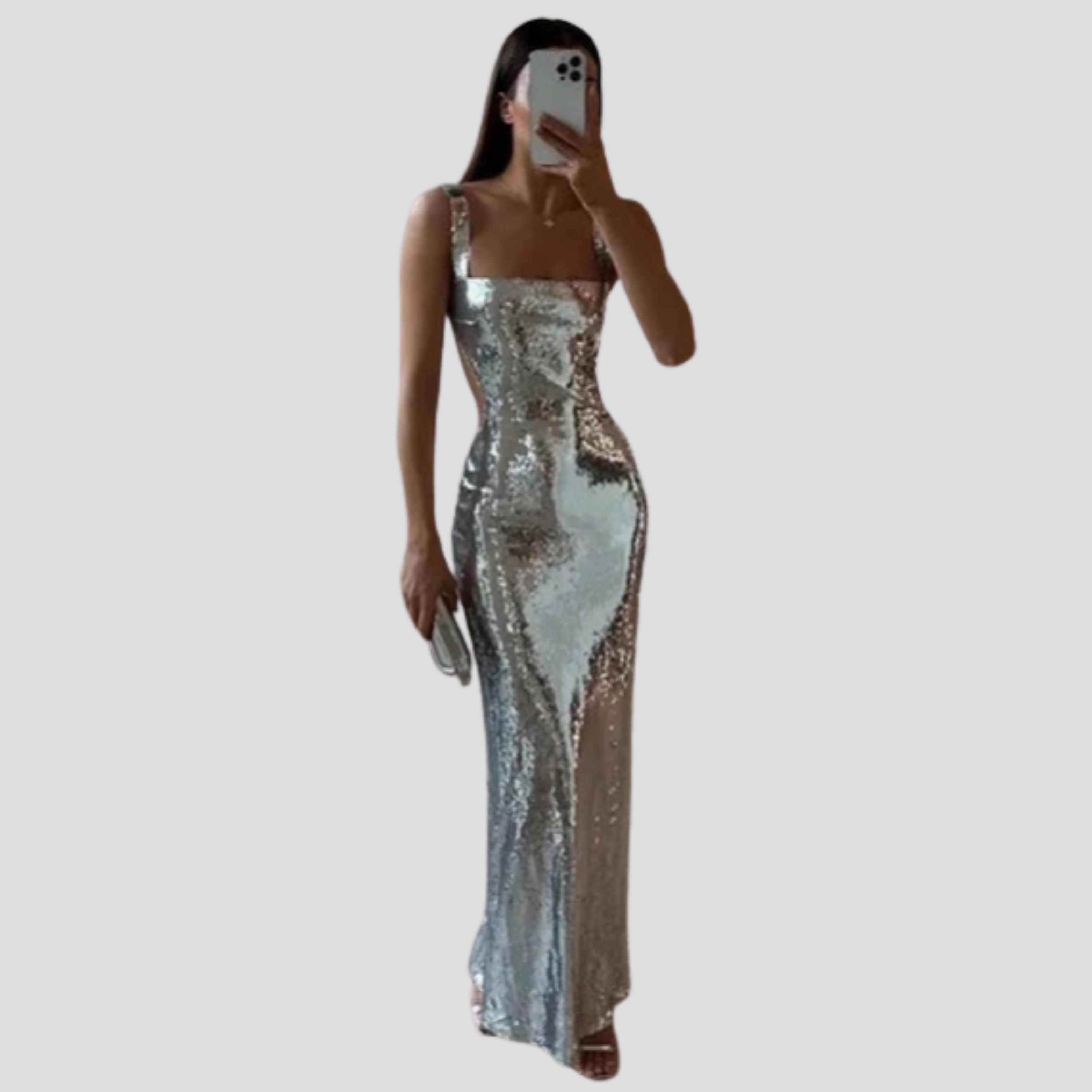 Women Maxi Dress | Square Neckline Detail & Fitted Floor-Length Silhouette for Evening Wear
