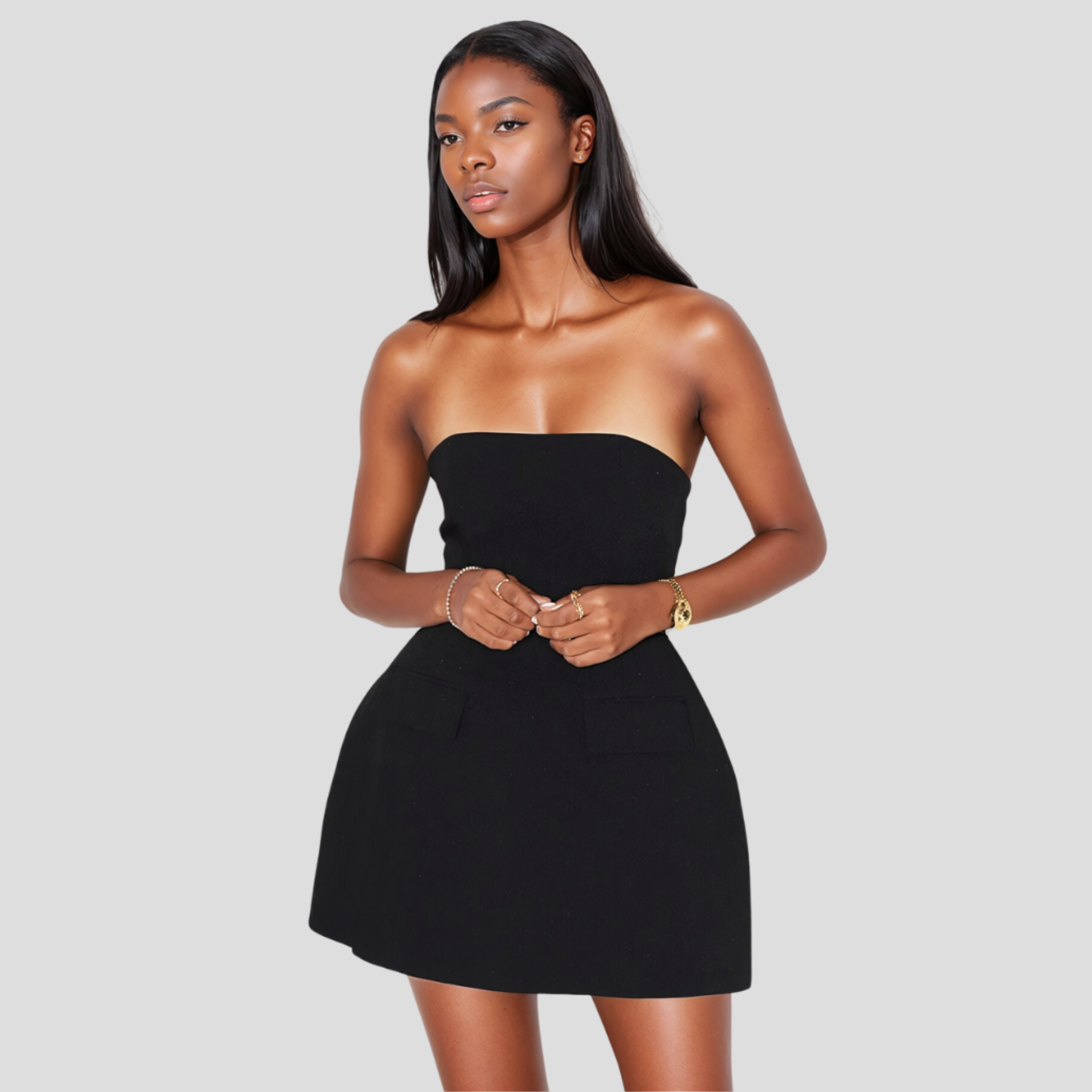 Women Mini Dress | Strapless Bodice Structure & Flared Skirt Silhouette for Evening Wear