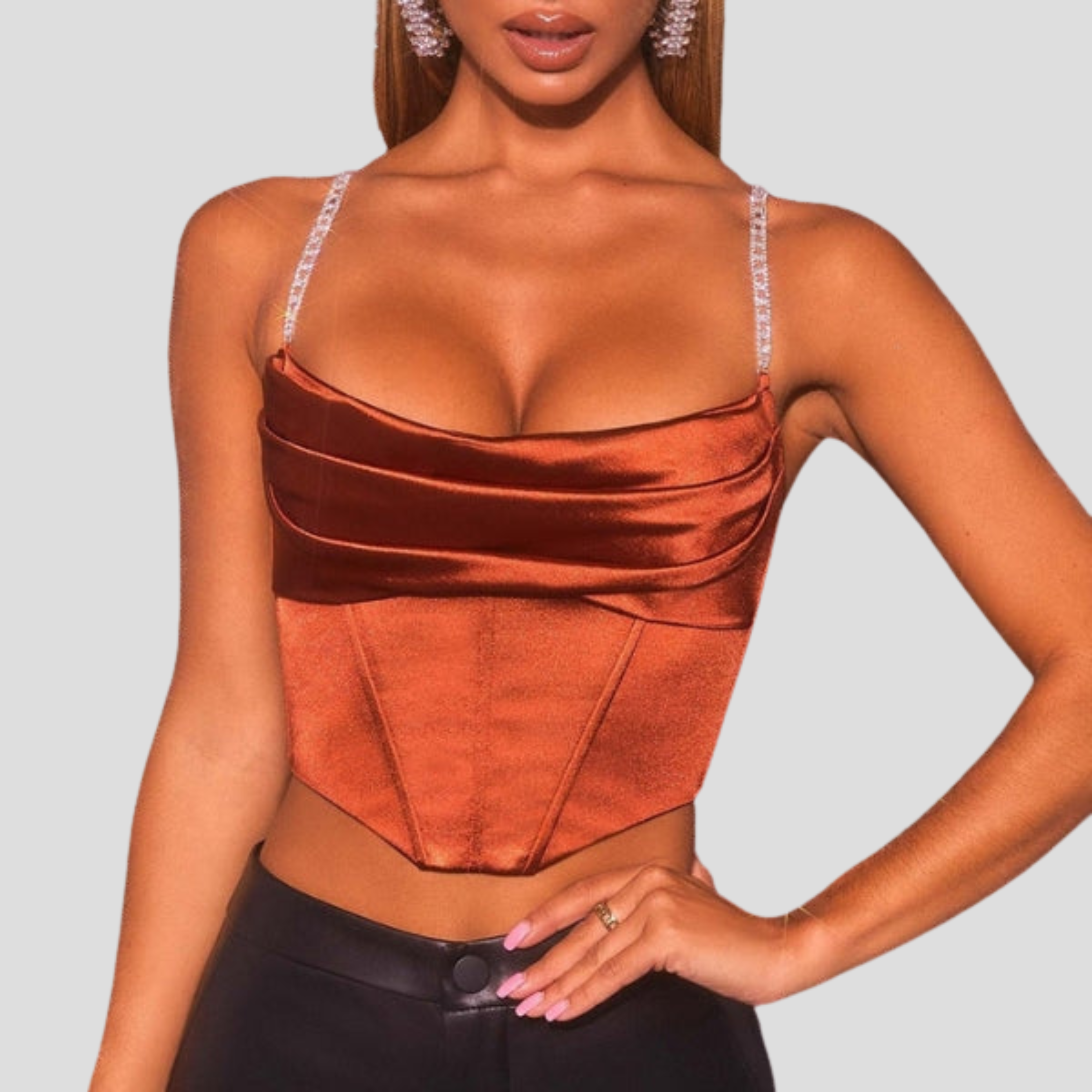 Women Top | Draped Neckline & Corset Seam Silhouette for Daily Wear