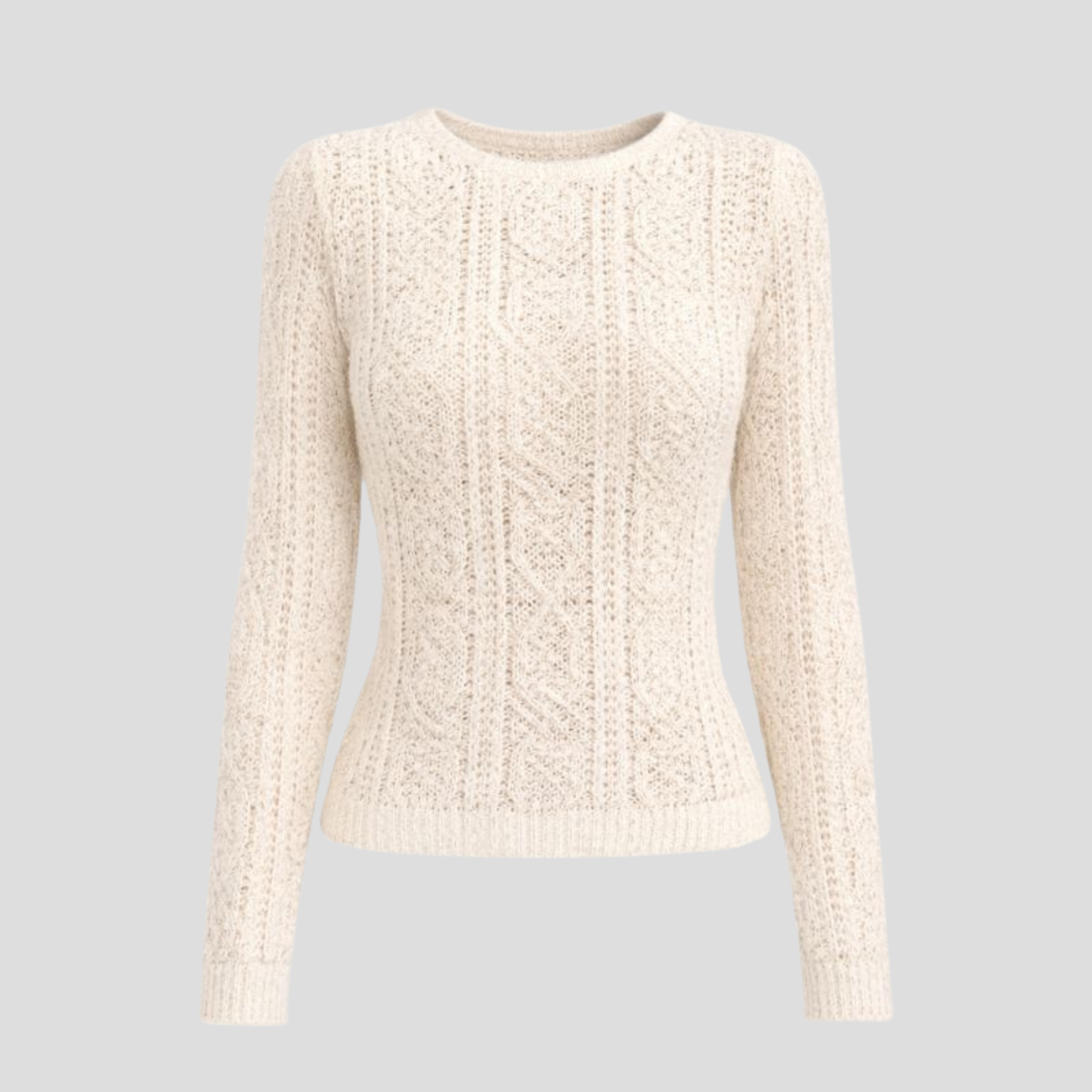 Women Sweater | Open Knit Pattern & Rounded Neck Silhouette for Daily Wear