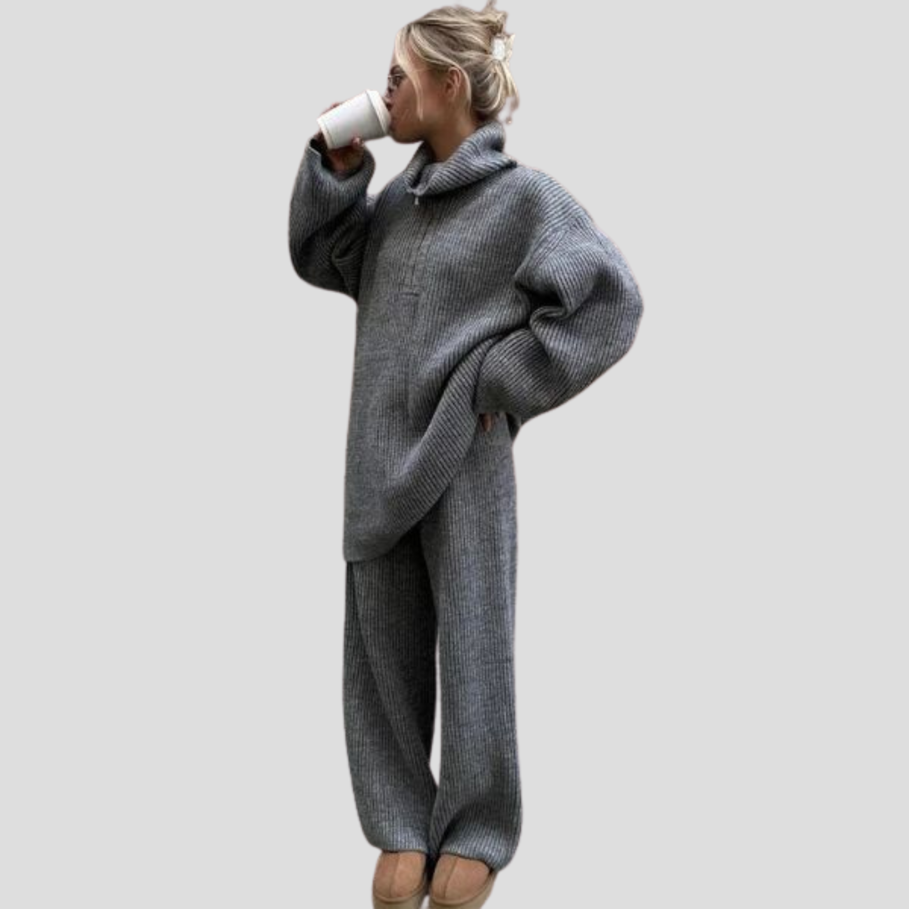 Women Lounge Set | Ribbed Surface Definition & Coordinated Lower Alignment for Daily Wear