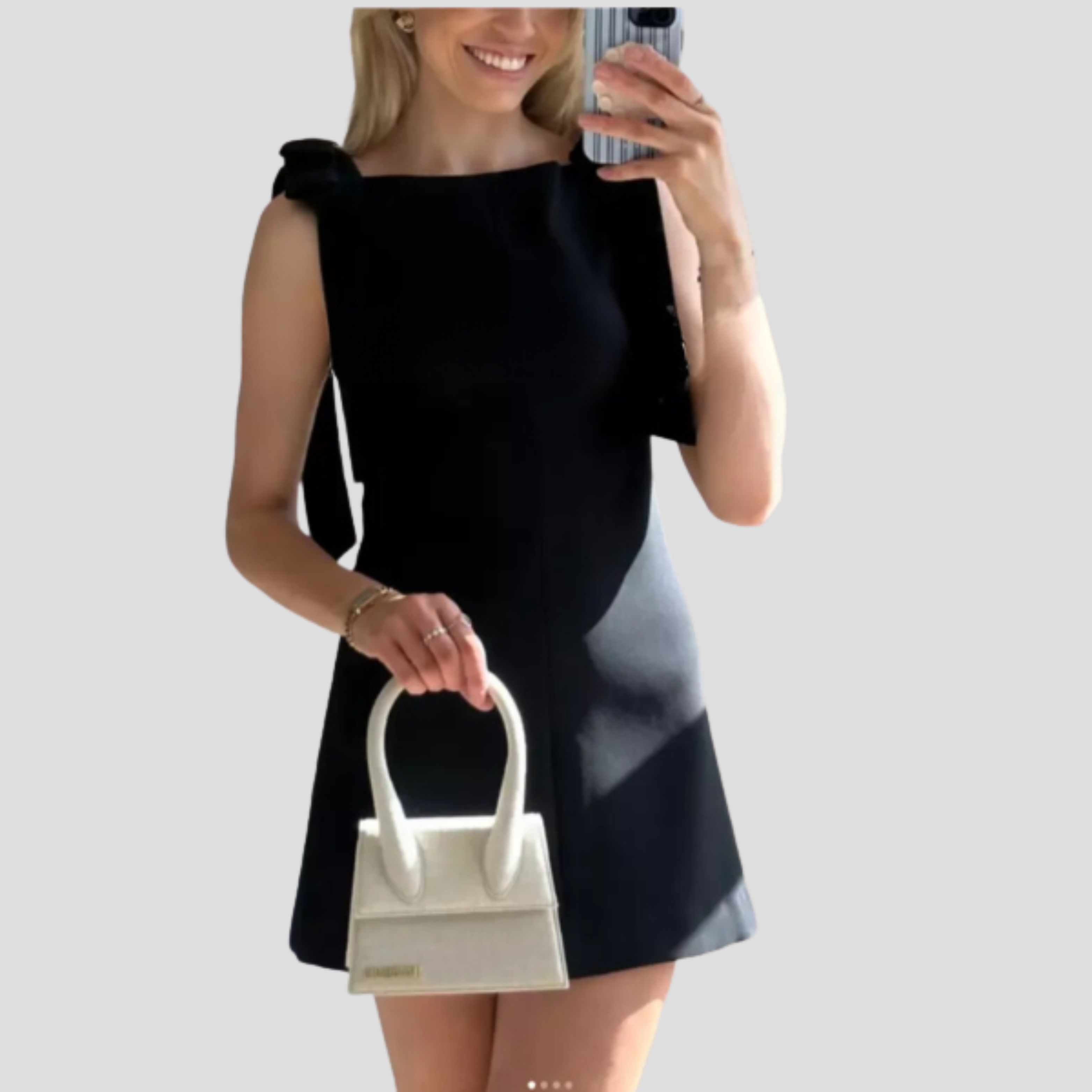 Women Mini Dress | Bow Strap Detail & A-Line Silhouette for Evening Wear