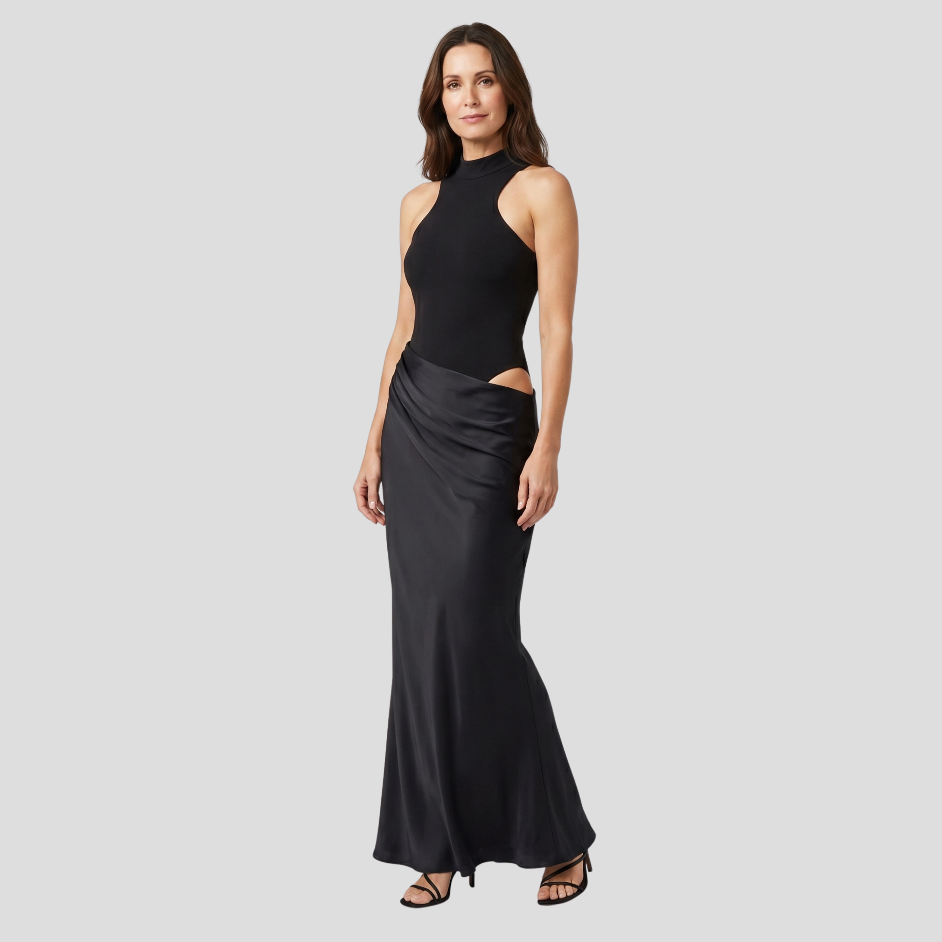 Women Maxi Dress | High Neckline Form & Draped Skirt Alignment for Occasion Wear