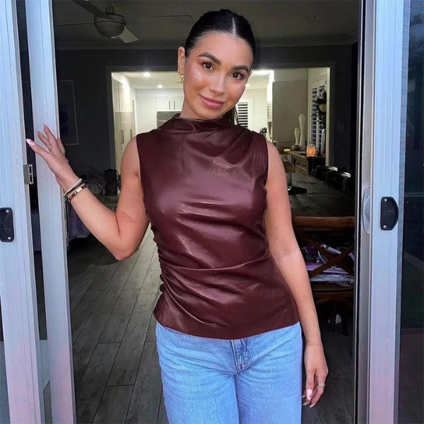 The Verona Leather Sleeveless Top