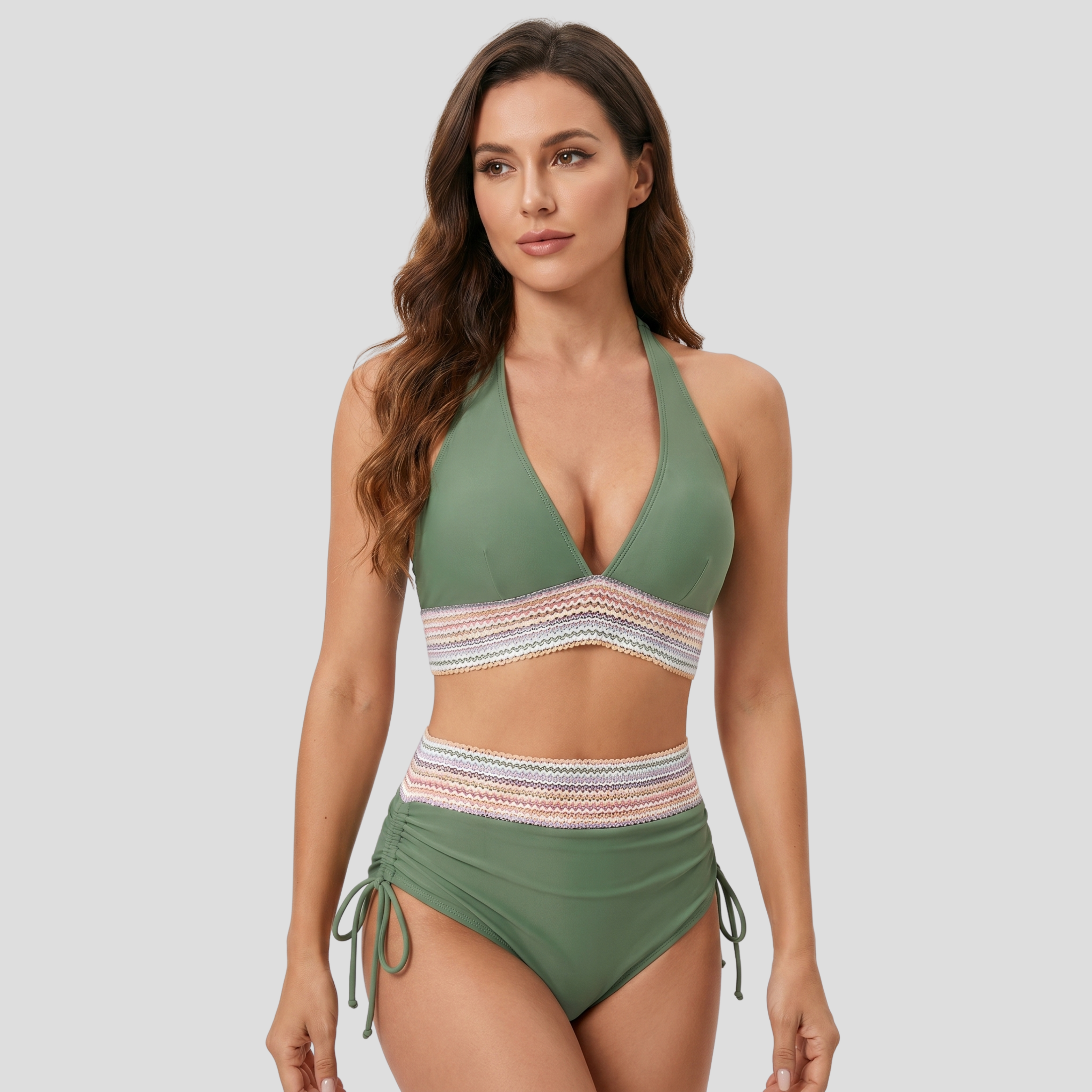 Women Bikini Set | Halter Top Form & Elastic Band Alignment for Swimwear