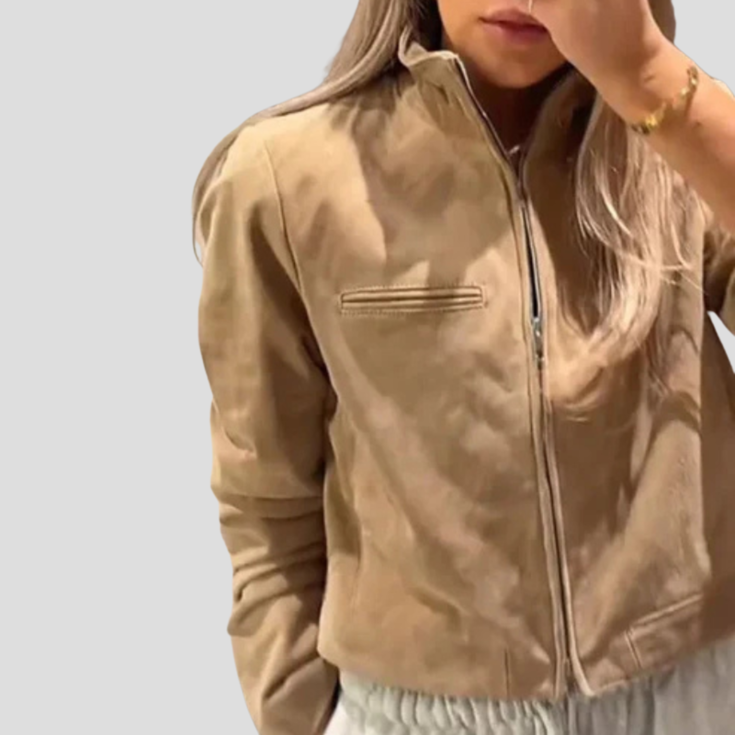 Women Jacket | Cropped Silhouette & Stand Collar Design for Daily Wear