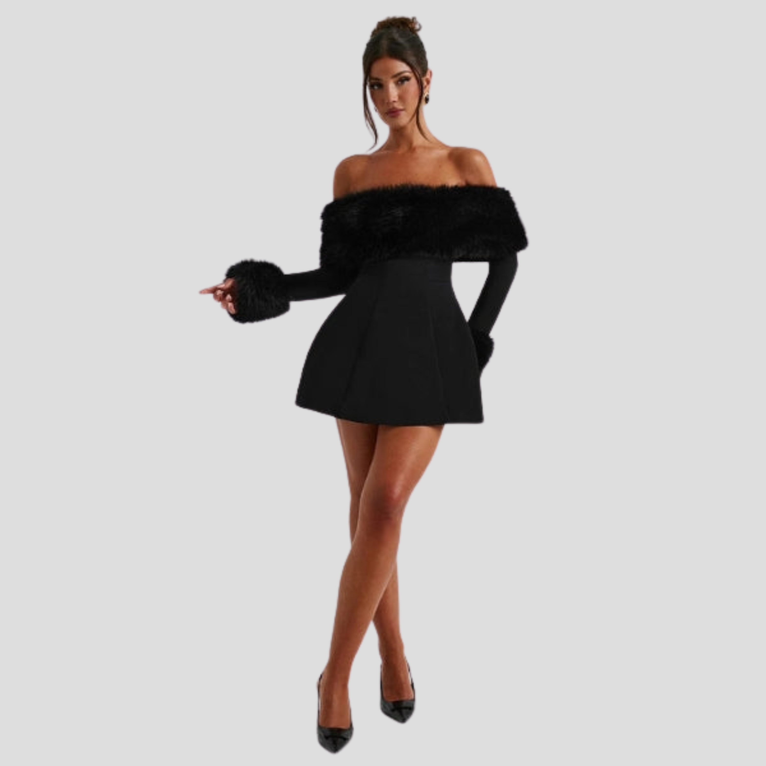 Women Mini Dress | Off-Shoulder Neckline & Defined Trim Silhouette for Evening Wear