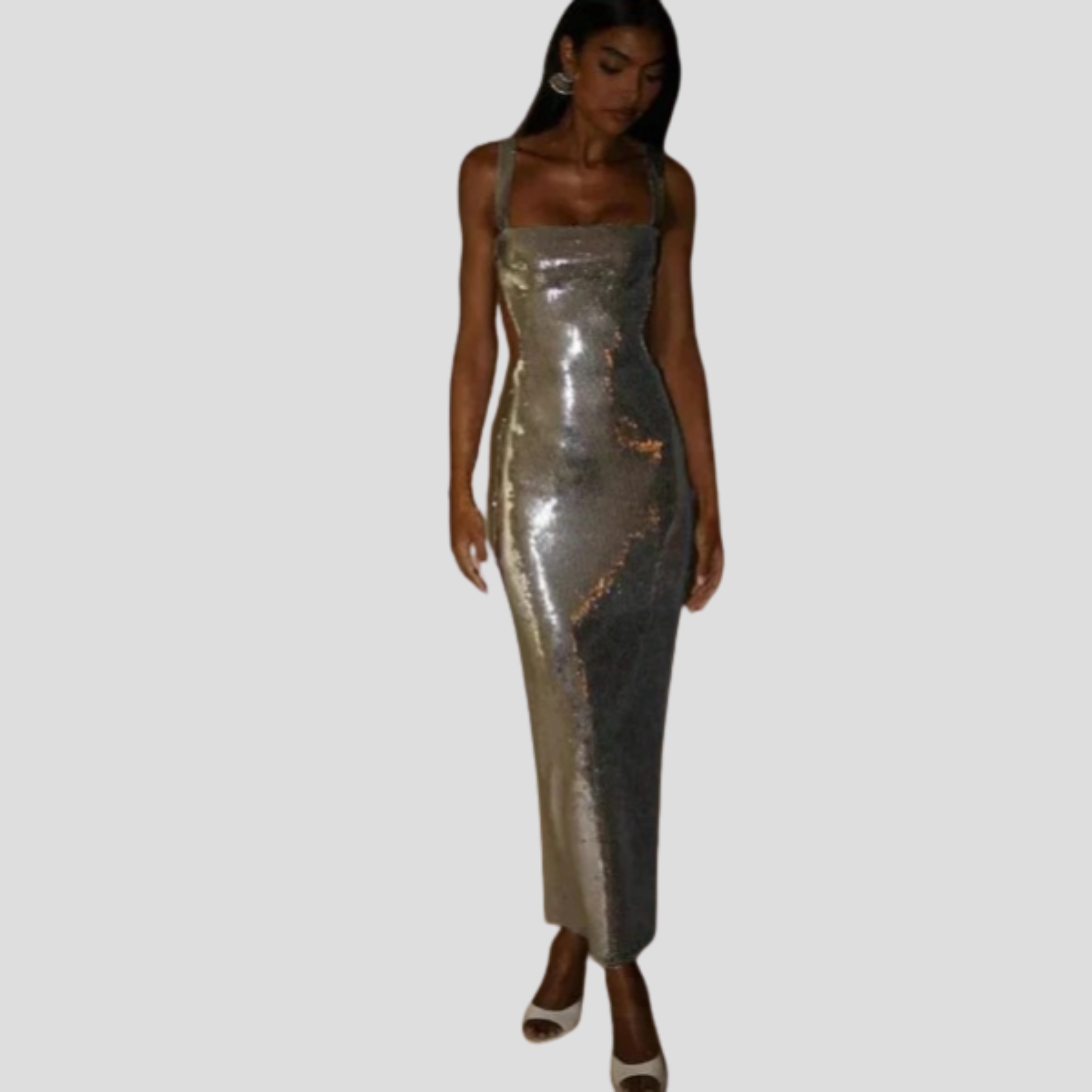 Women Maxi Dress | Square Neckline Detail & Fitted Floor-Length Silhouette for Evening Wear