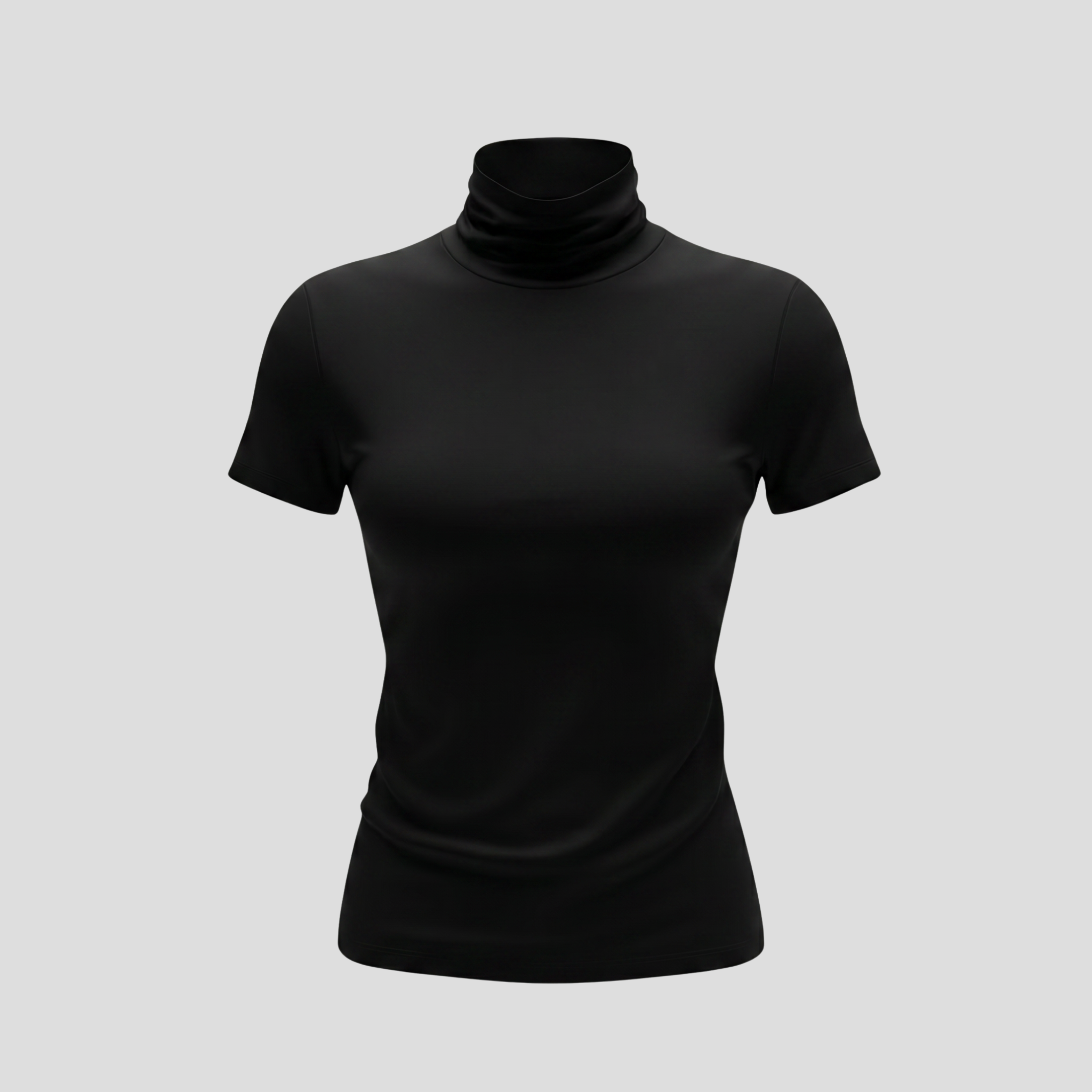 Women Mock Neck Tee | Short-Sleeve Form & Contoured Line Alignment for Daily Wear
