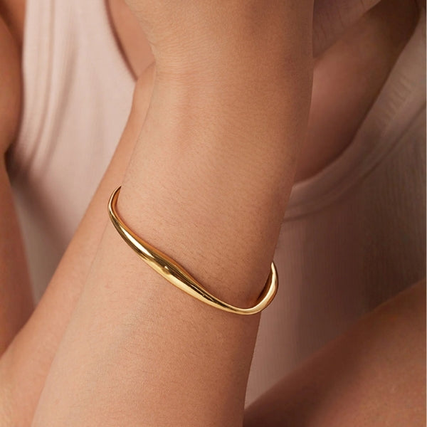Women Cuff Bracelet | Open Sculpted Form & Asymmetrical Curve Design for Daily and Evening Styling