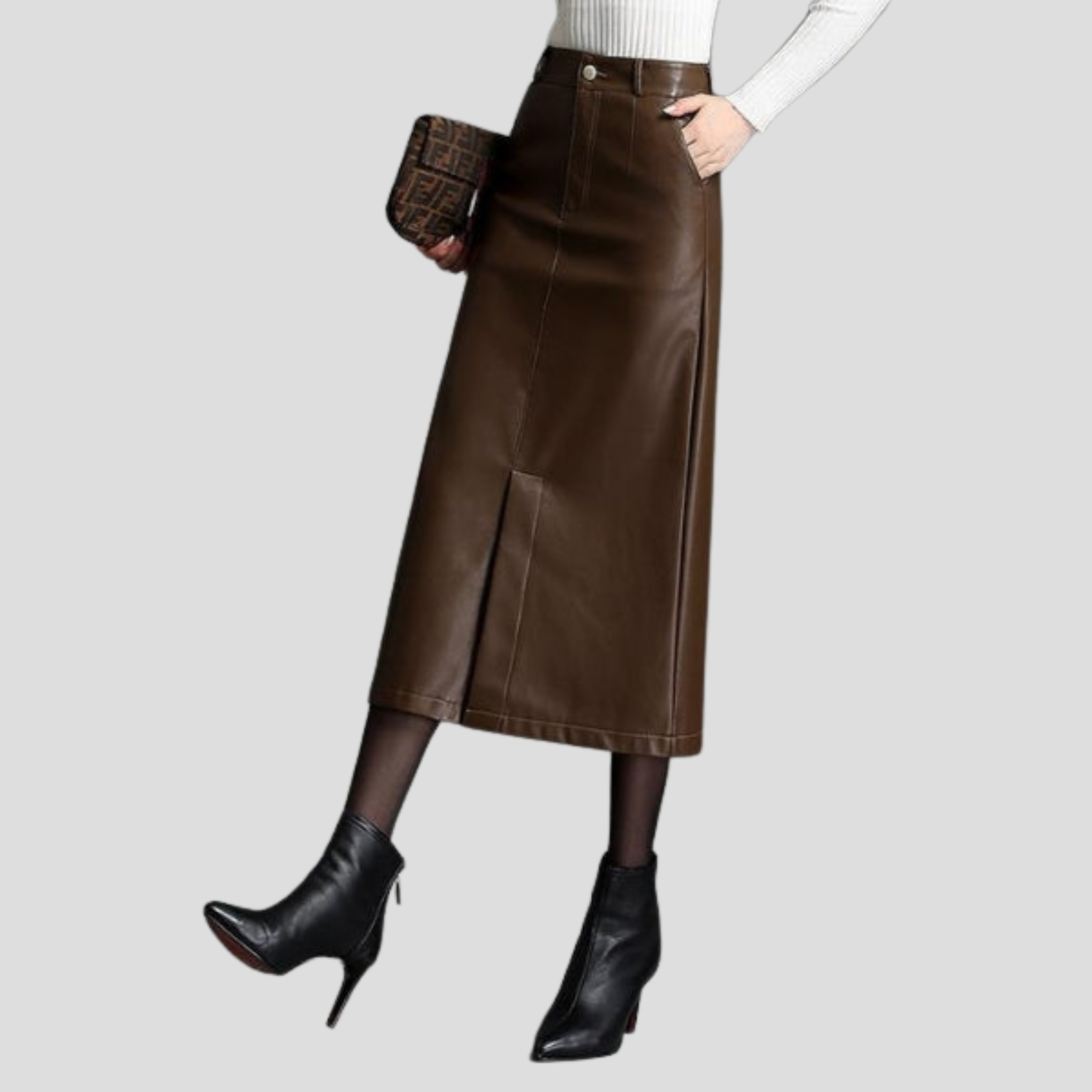 Women Midi Skirt | Structured Waistline & Front Seam Silhouette for Daily Wear
