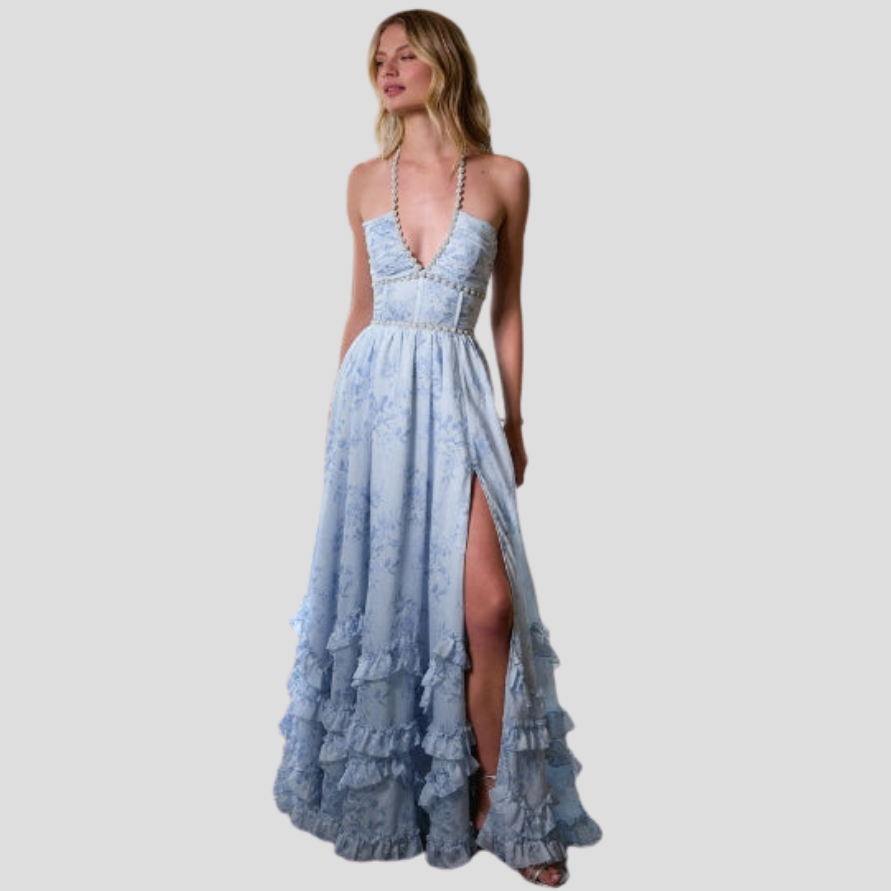 Women Maxi Dress | Corset Bodice Design & Ruffled Hem Silhouette for Evening Wear