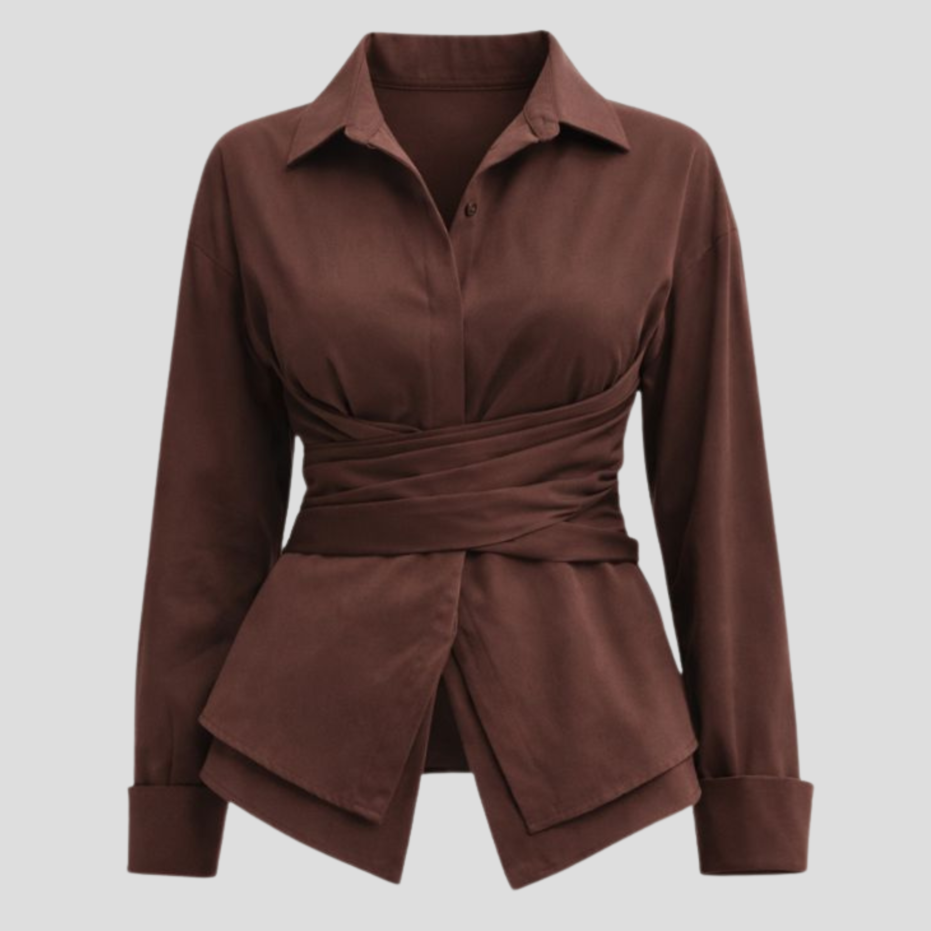 Women Shirt | Wrap Tie Waist & Layered Hem Design for Daily Wear