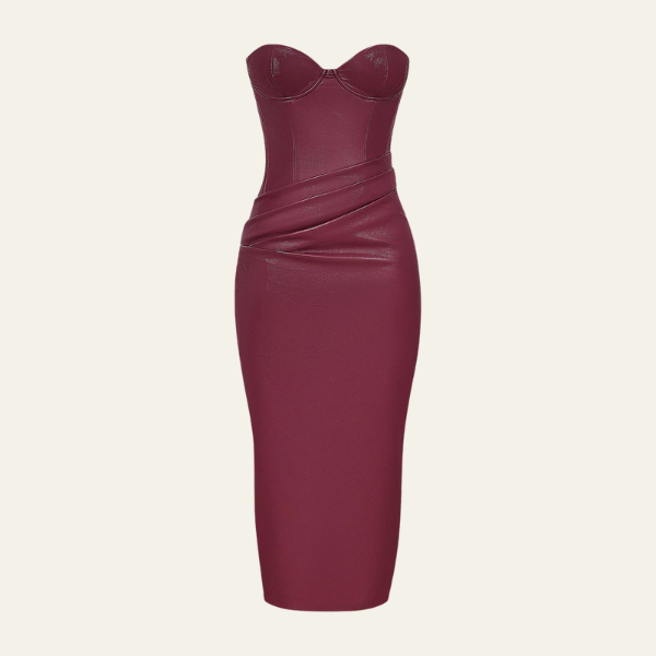 The Palermo Leather Corset Maxi Strapless Dress