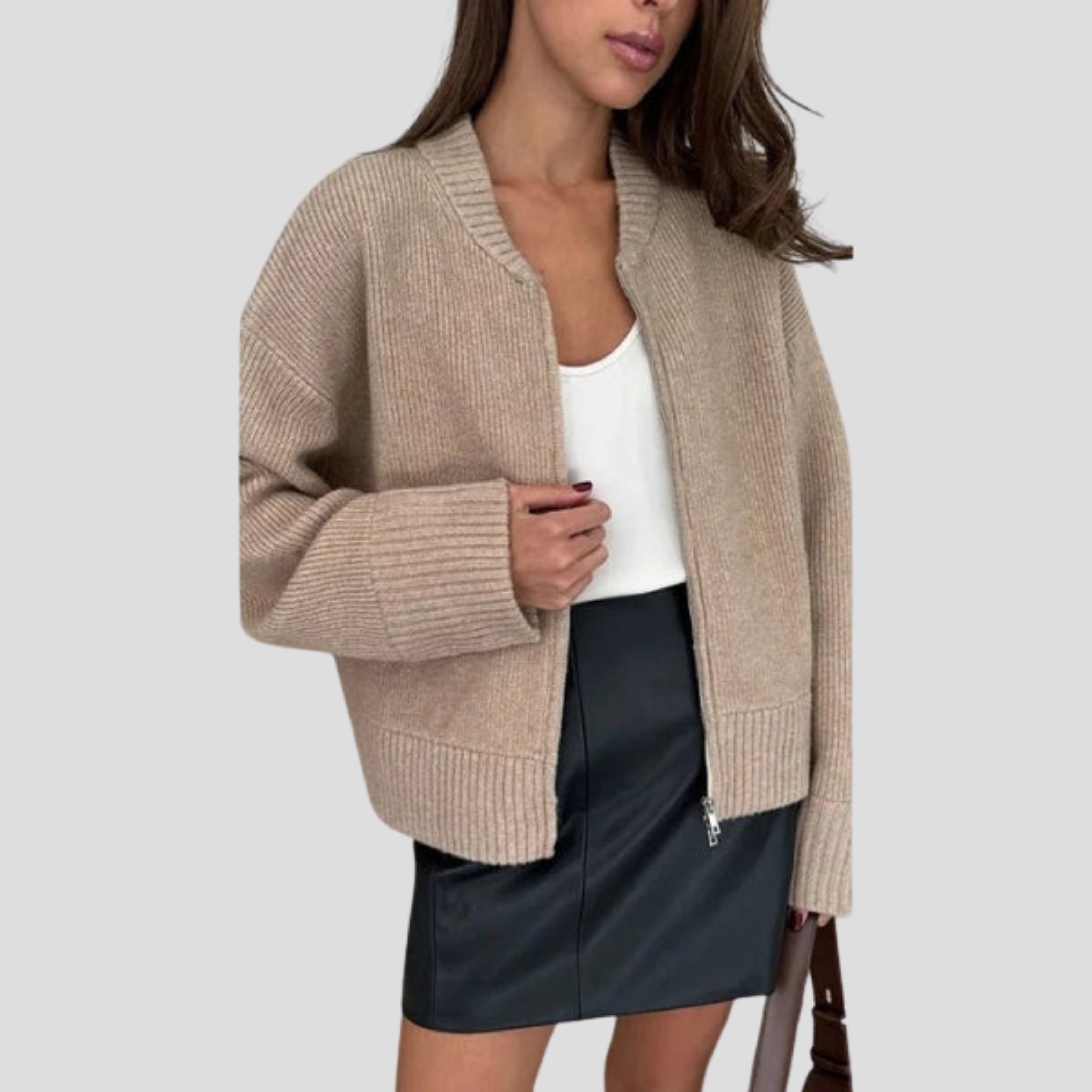 Women Cardigan | Zip Front Layout & Relaxed Silhouette for Daily Wear
