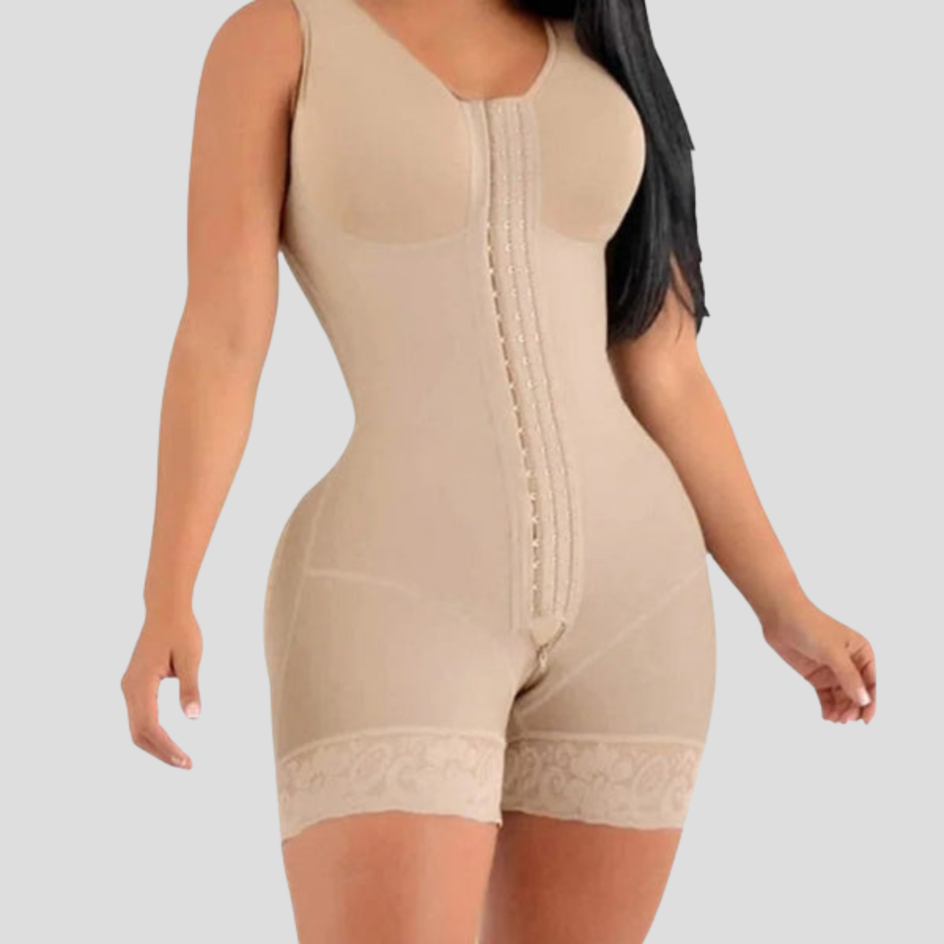 Women Sculpting Bodysuit | Hook-Front Closure & Full-Length Structured Silhouette for Layering