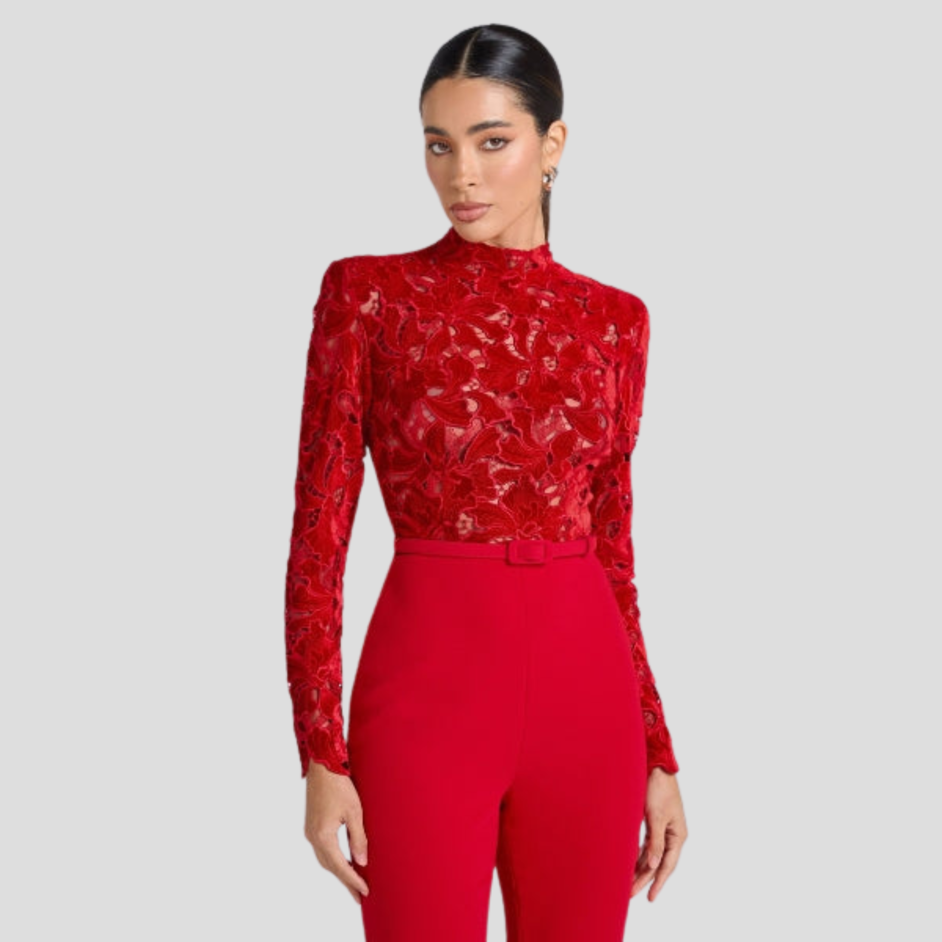 Women Jumpsuit | High Neck Shape & Belted Waist Flared Silhouette for Daily Wear