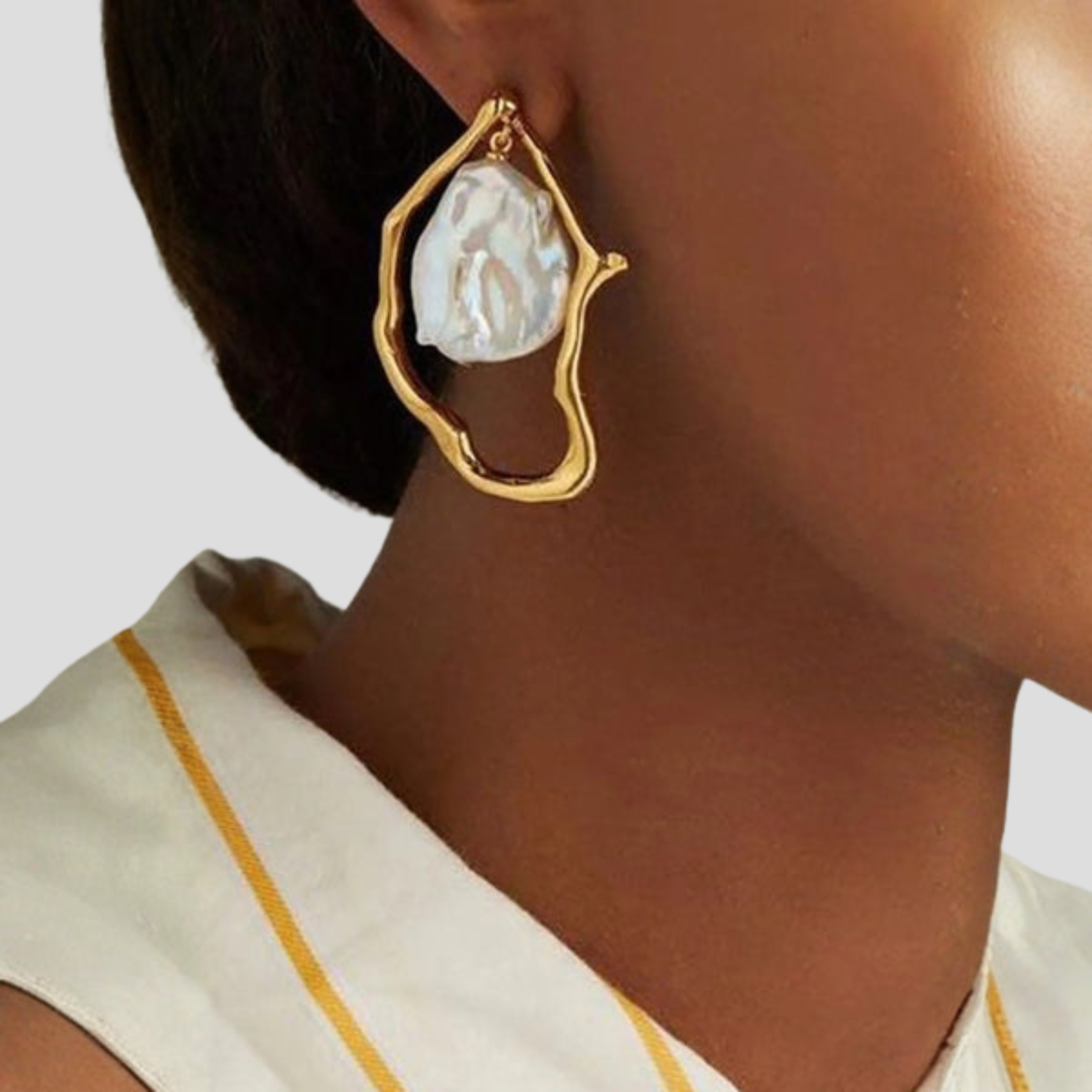 Women Hoop Earrings | Organic Open Frame & Bead Charm Detail for Daily and Occasion Styling