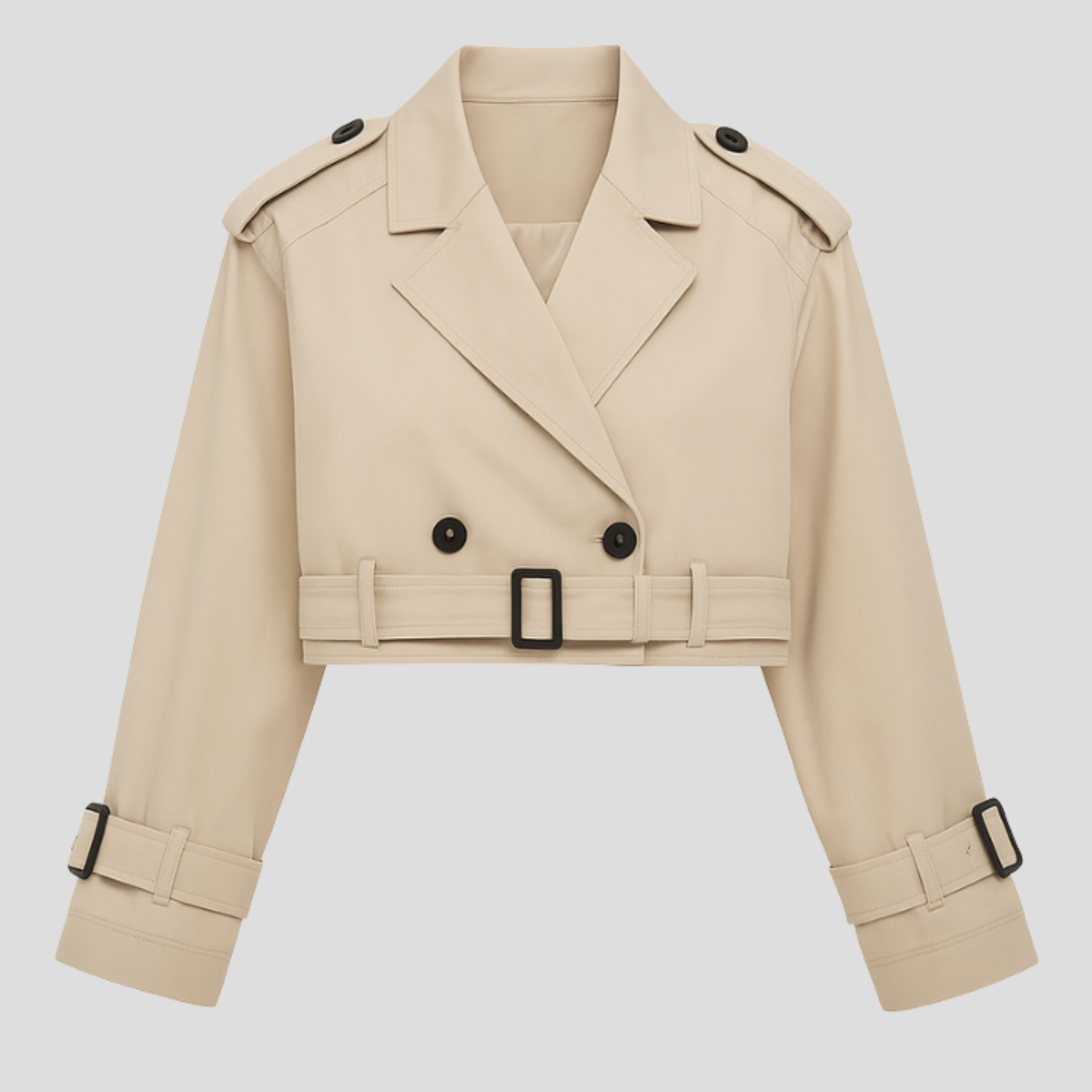 Women Jacket | Cropped Length & Belted Waist Structure for Daily Use