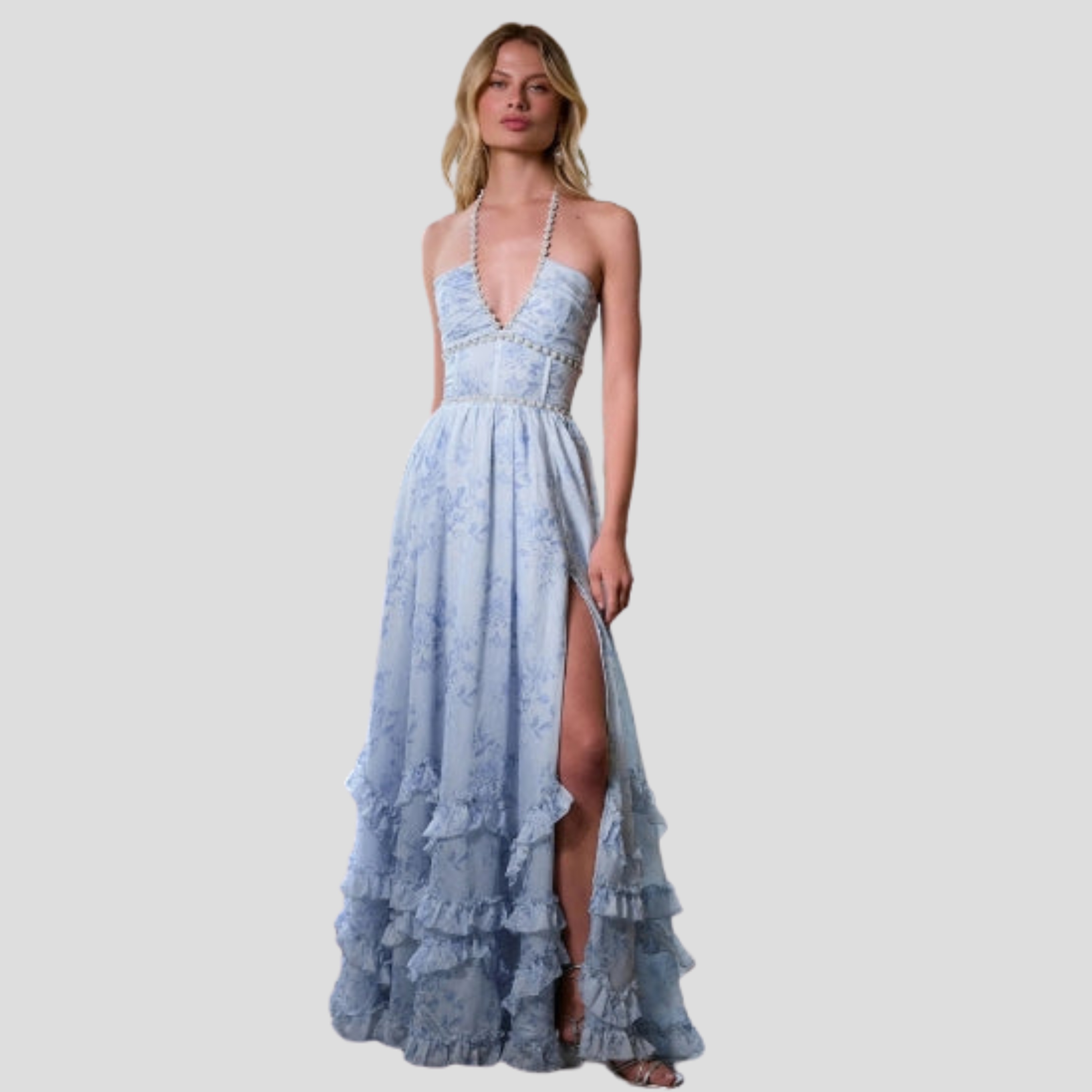 Women Maxi Dress | Corset Bodice Design & Ruffled Hem Silhouette for Evening Wear